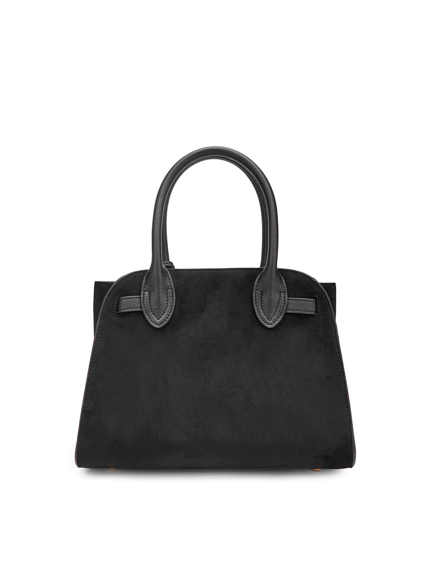 Ramona Top Handle Crossbody Bag in Black Vegan Leather - Back View