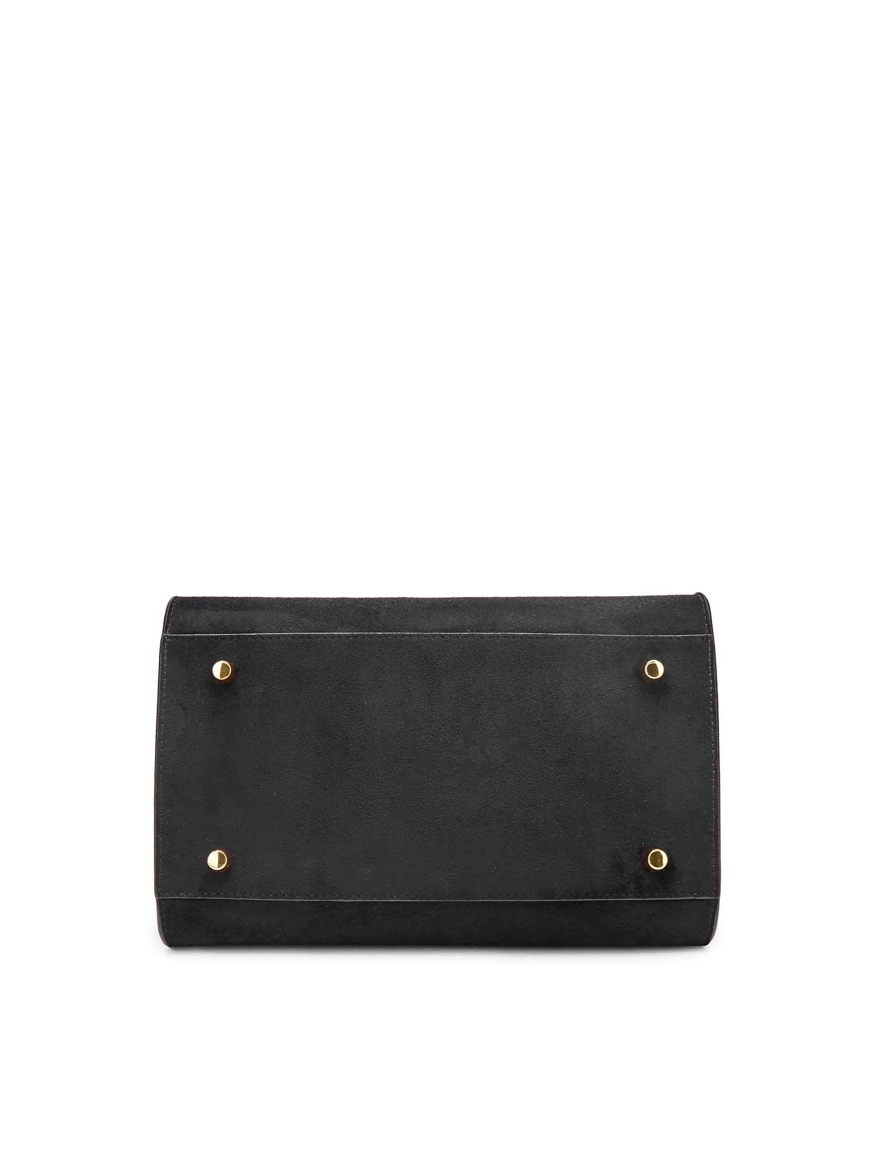 Ramona Top Handle Crossbody Bag in Black Vegan Leather - Bottom View