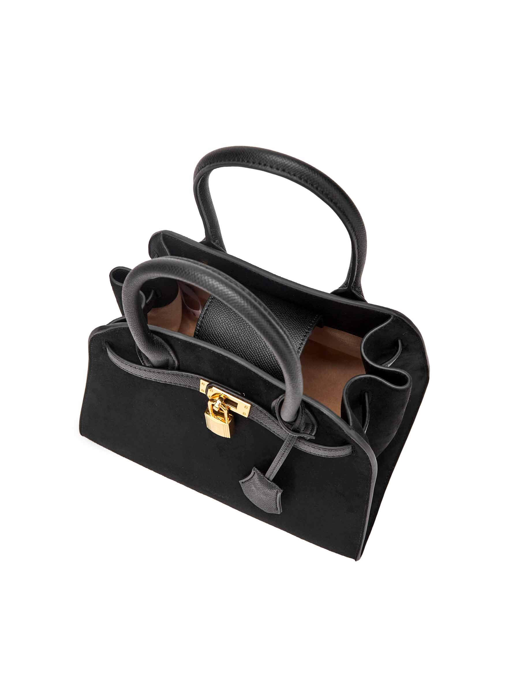 Ramona Top Handle Crossbody Bag in Black Vegan Leather - Top Handle Close-Up