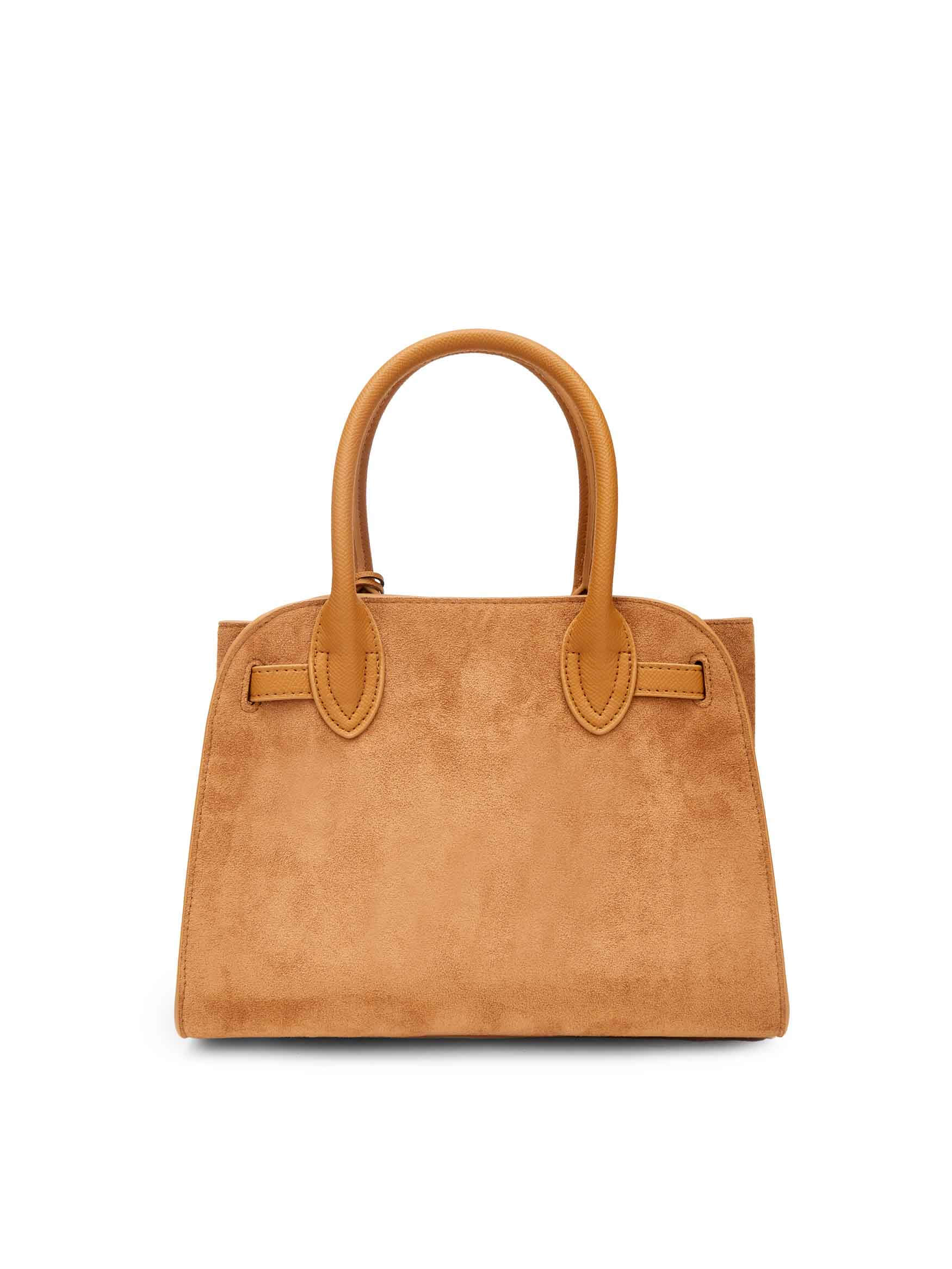Ramona Top Handle Crossbody Bag in Brown Vegan Leather - Back View