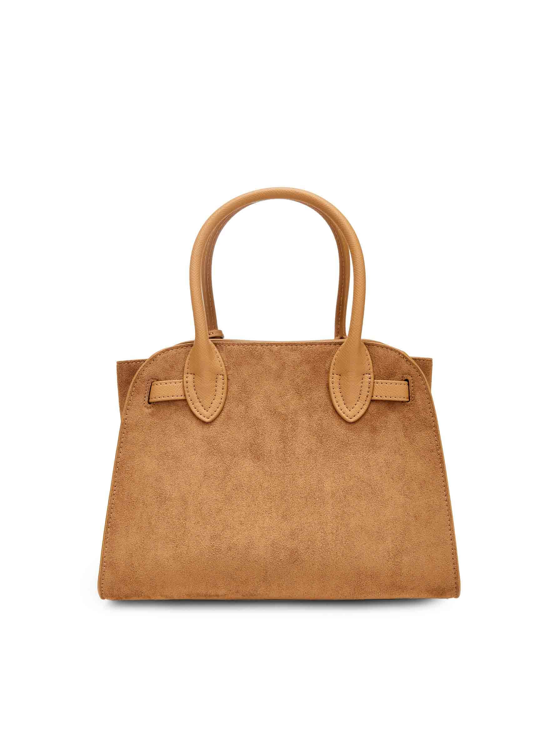 Ramona Top Handle Crossbody Bag in Brown Vegan Leather - Back View
