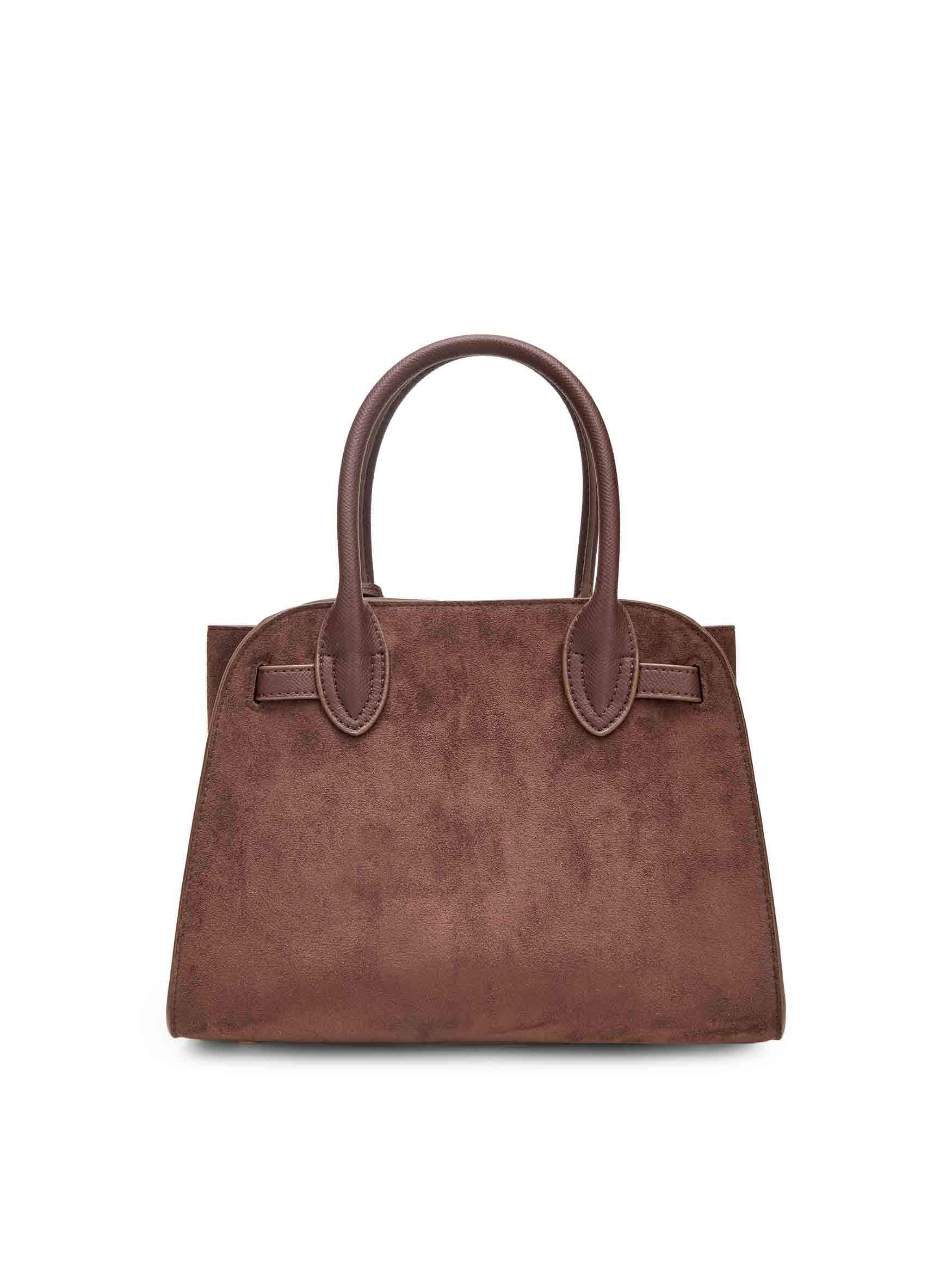 Ramona Top Handle Crossbody Bag in DarkBrown Vegan Leather - Back View