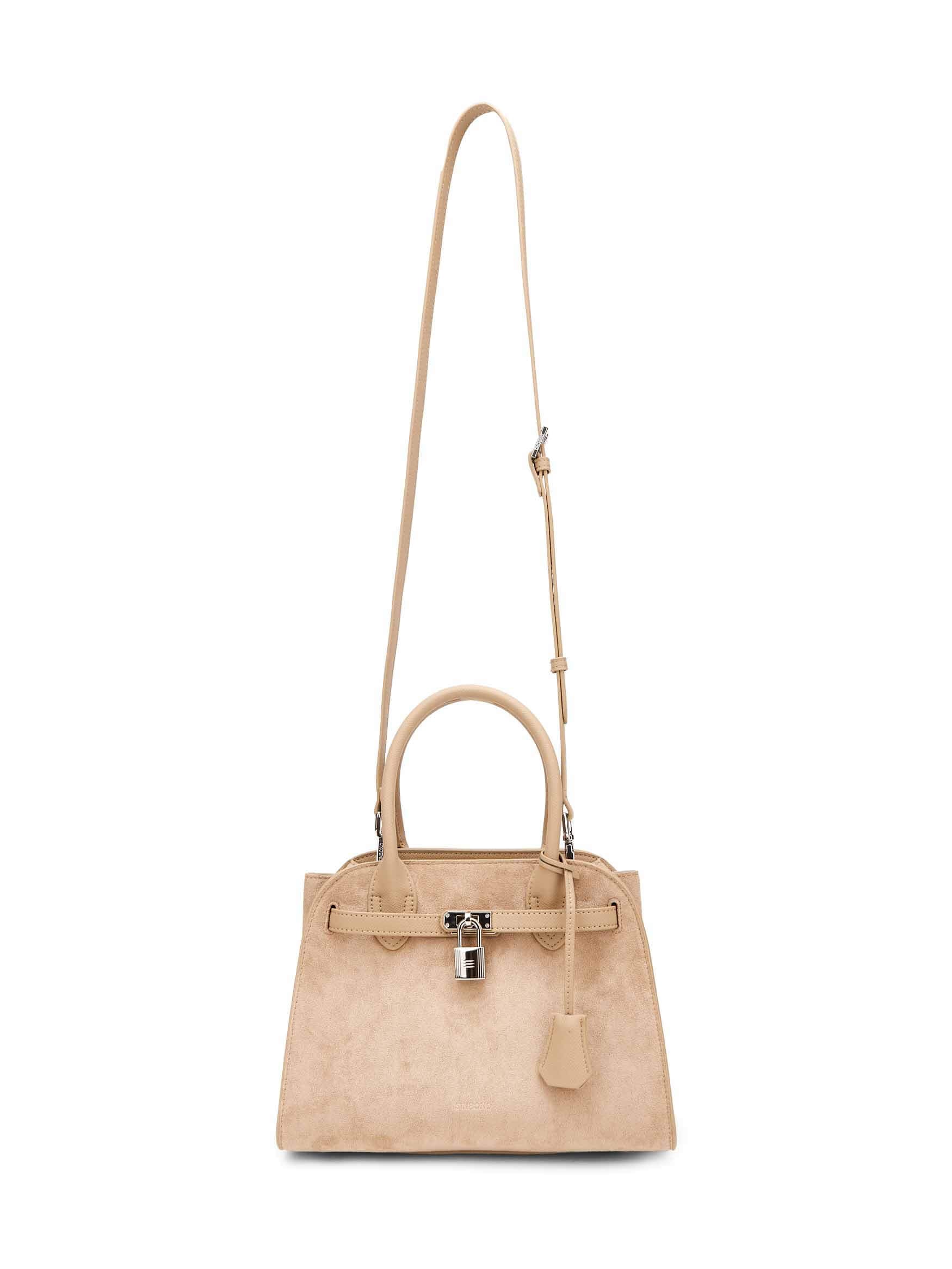Ramona Top Handle Crossbody Bag in Ivory Vegan Leather - With chain