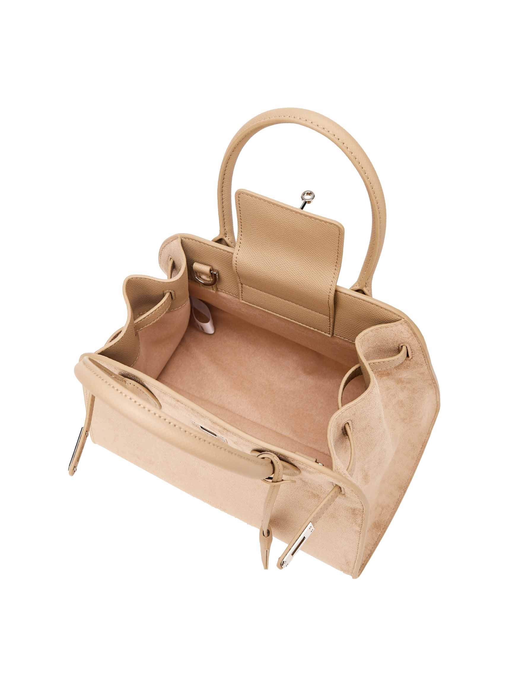 Ramona Top Handle Crossbody Bag in Ivory Vegan Leather - Inside View