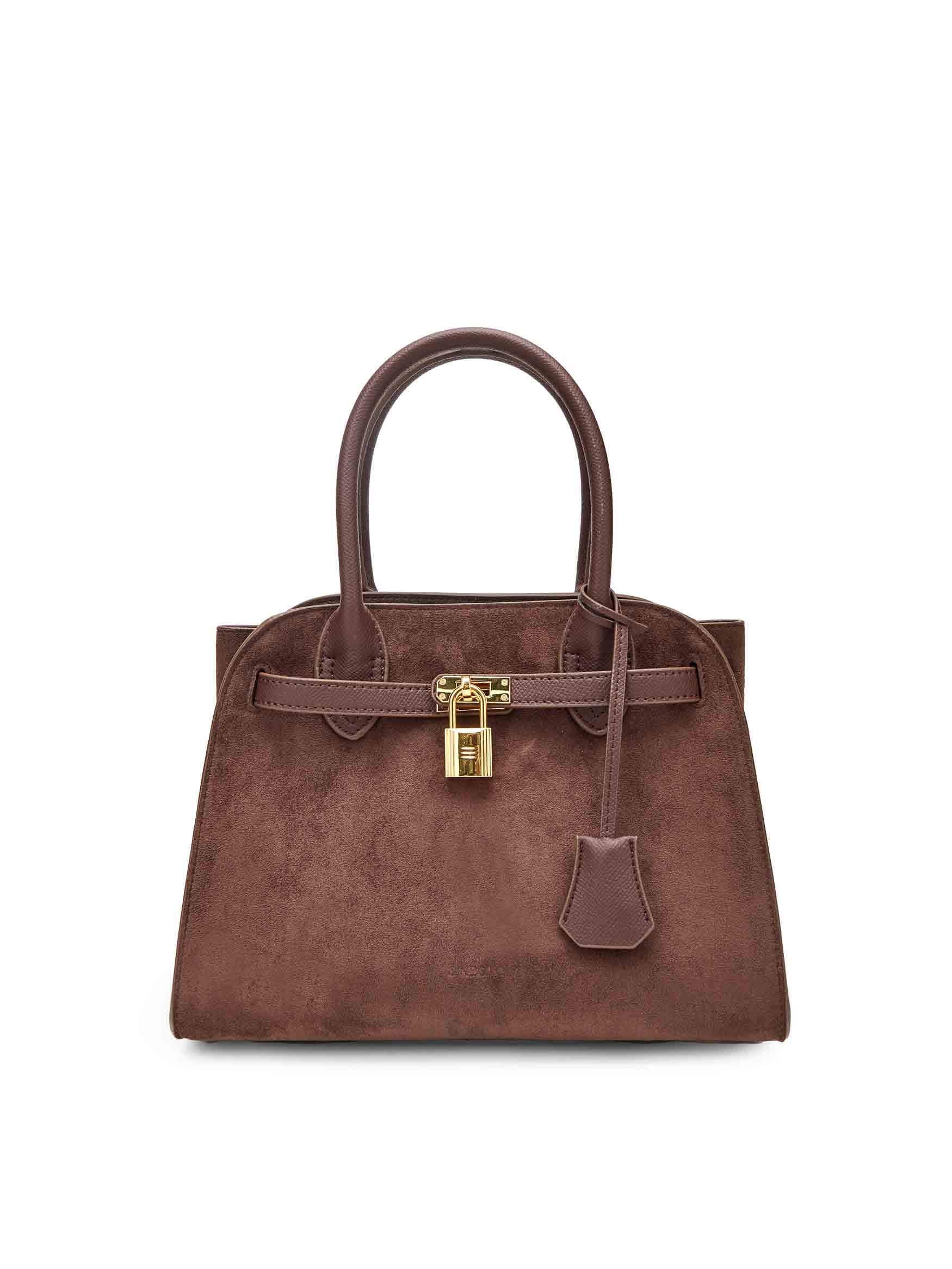 Ramona Top Handle Crossbody Bag in DarkBrown Vegan Leather - Front View