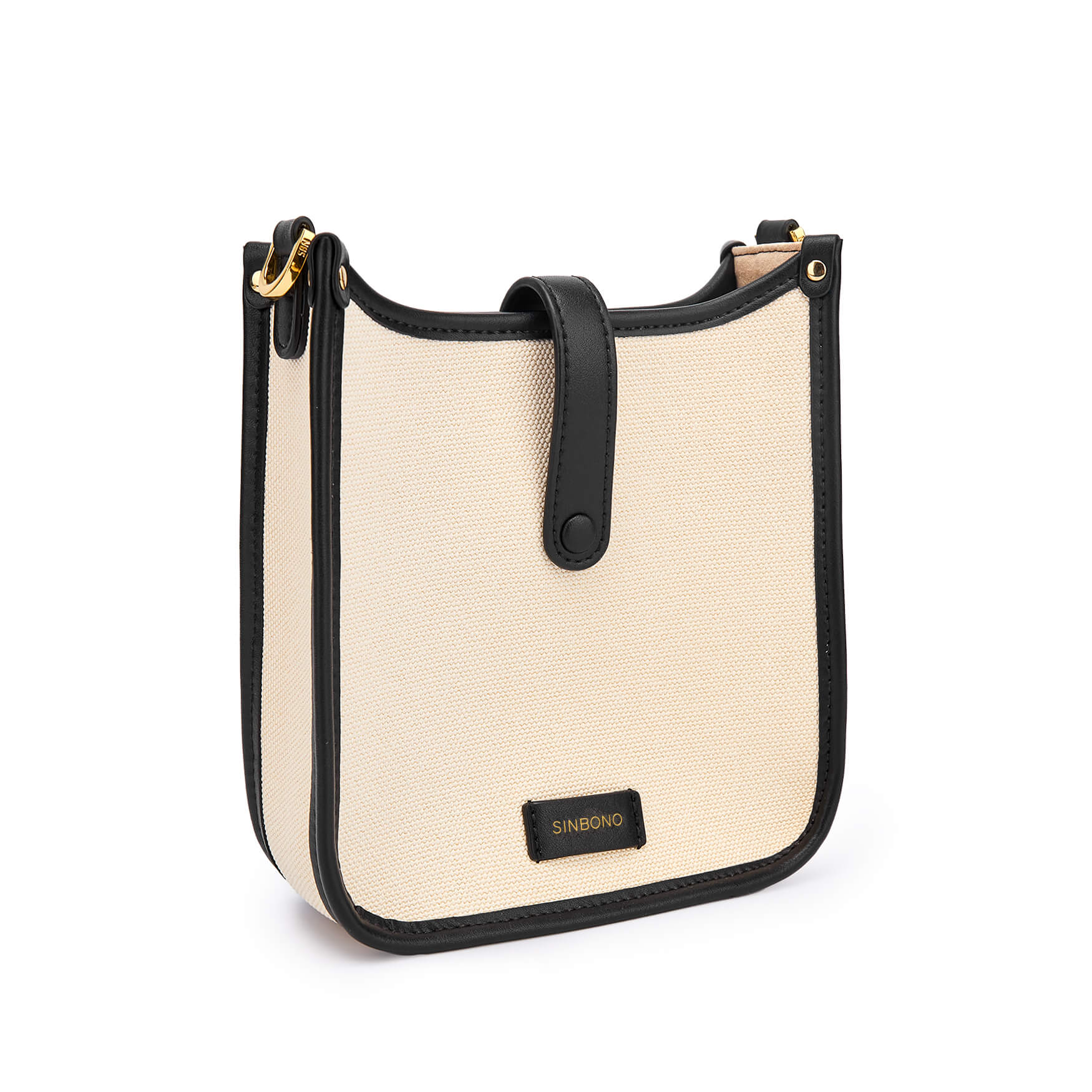 SINBONO Ivory&Black Crossbody Bag- High-quality Soft Vegan Leather Bag
