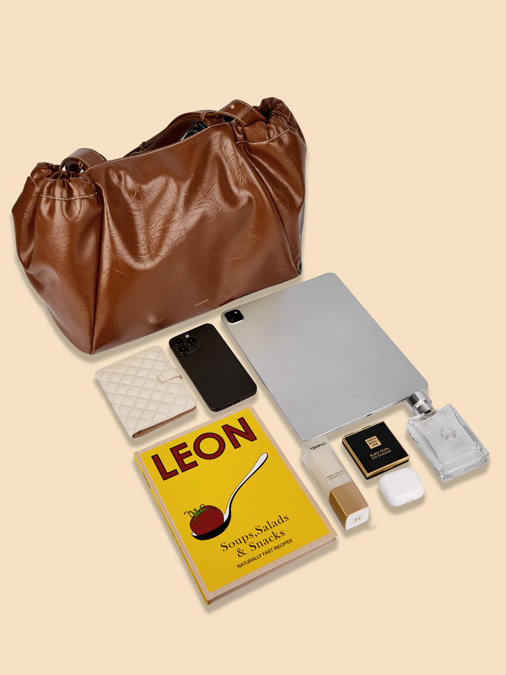 SINBONO Halle Hobo Tote Bag Brown