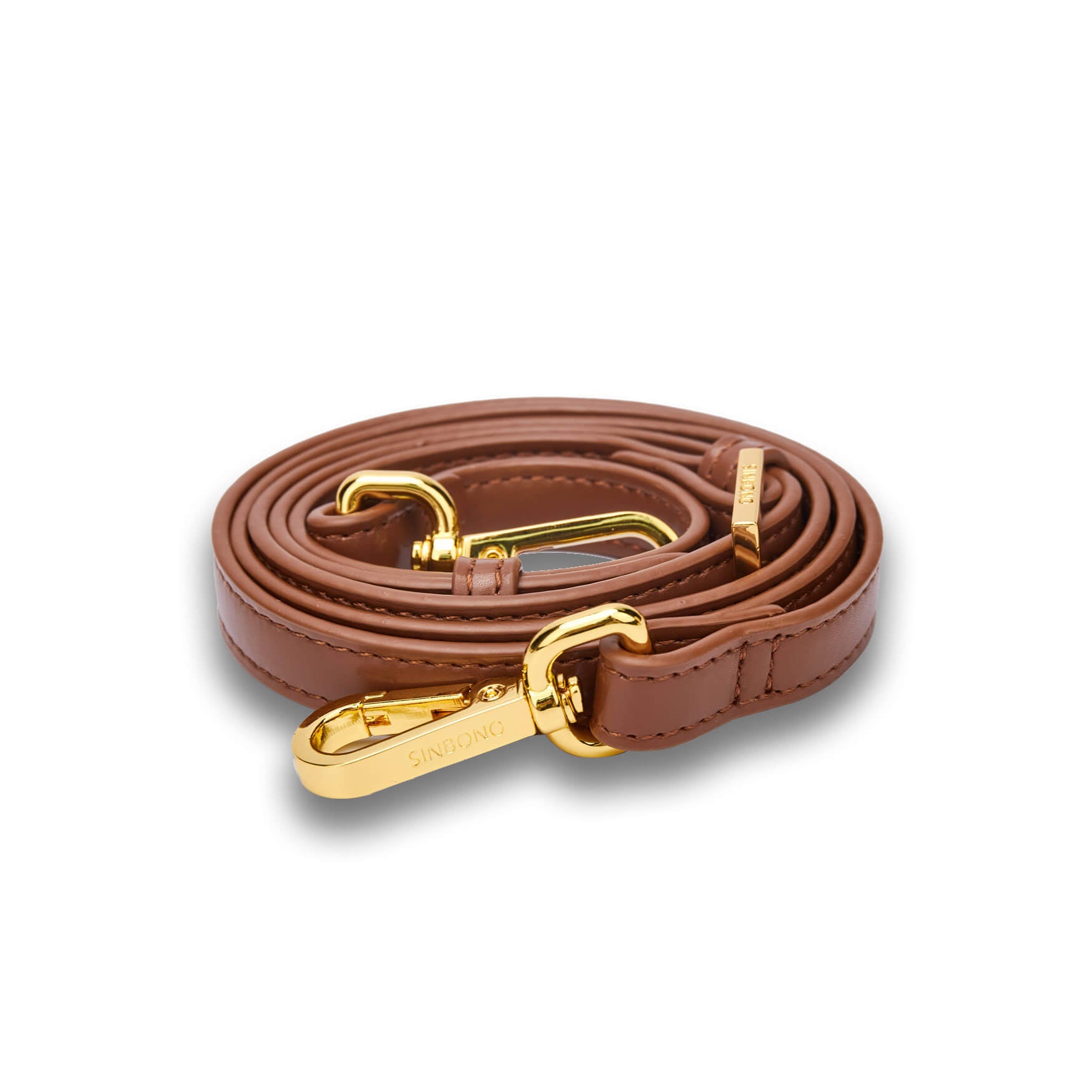 SINBONO Long Brown Gold Shoulder Strap - Purse with Shoulder Strap