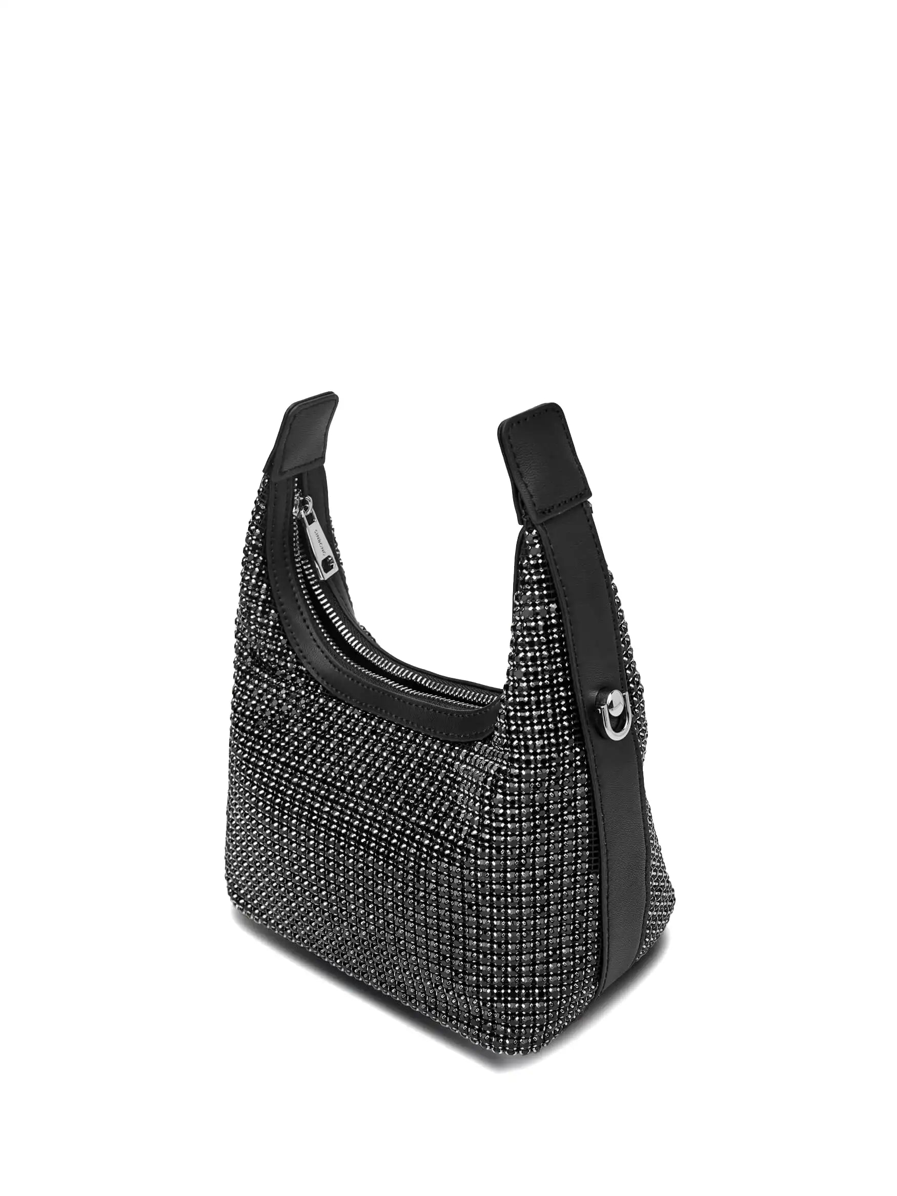 Vienna Top Handle Crossbody Bag - Black Rhinestone