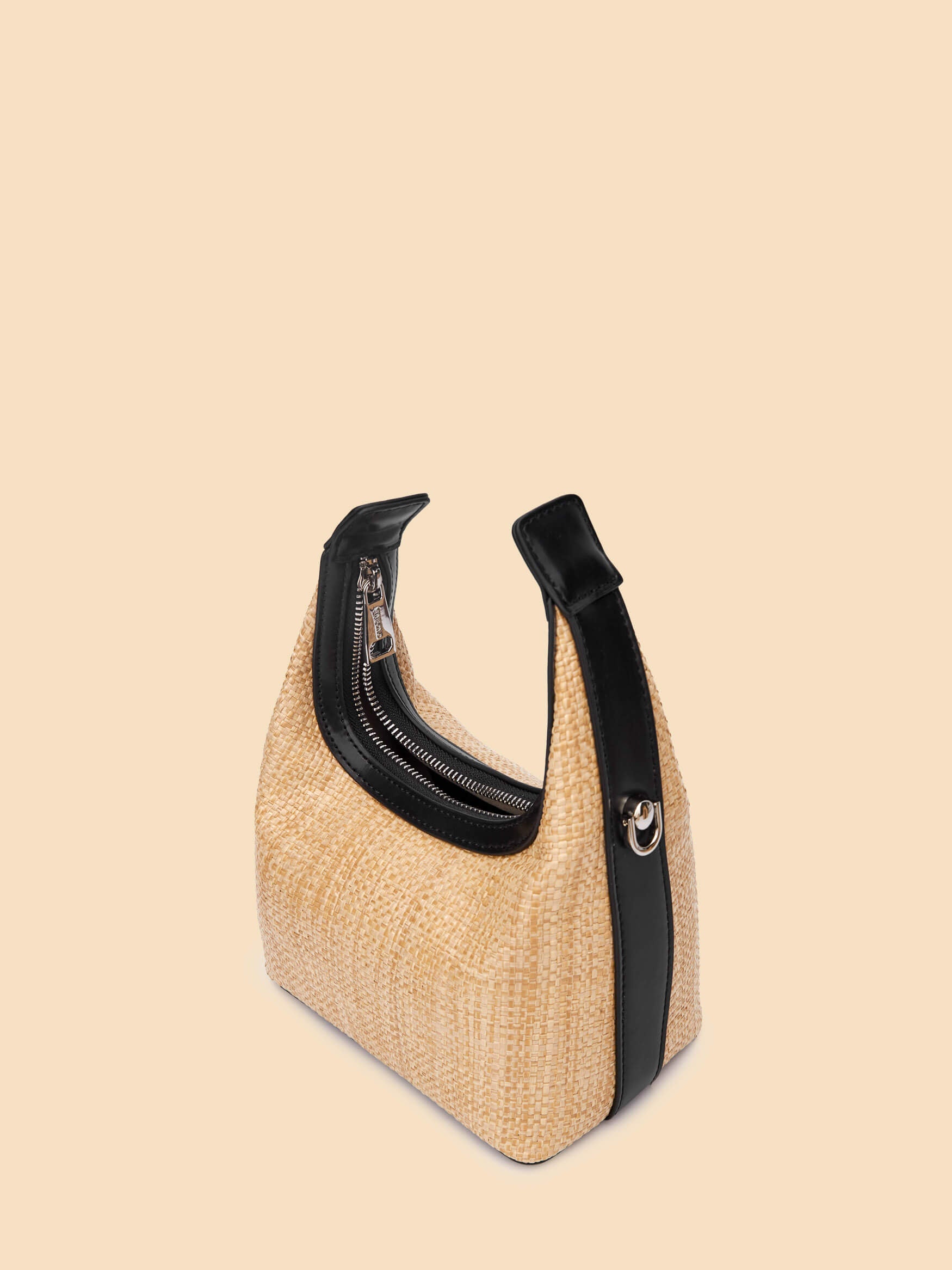 SINBONO Vienna Black&Straw Leather Handbags -Vegan Leather Women Bag