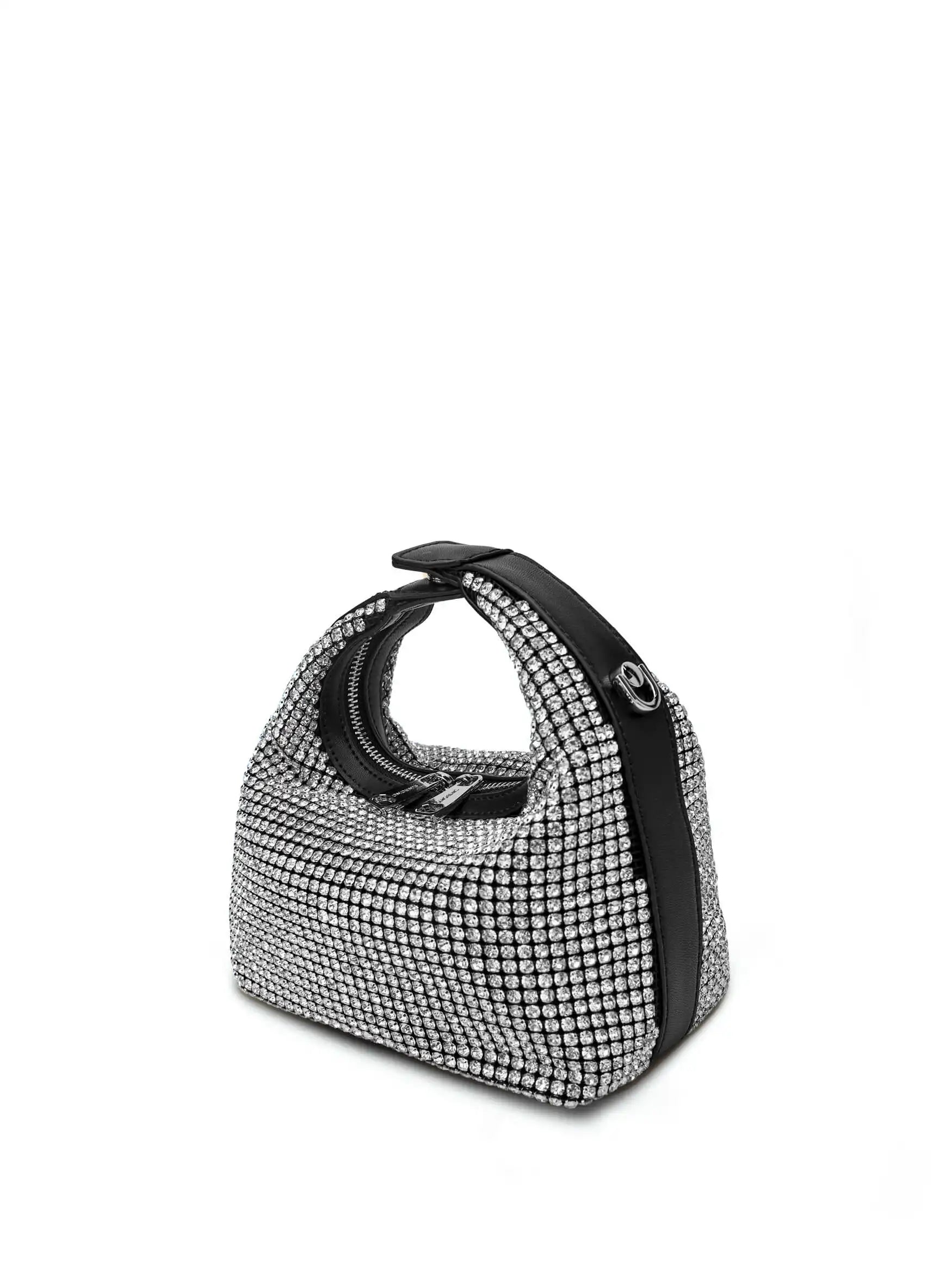 Vienna Top Handle Crossbody Bag - Silver Rhinestone