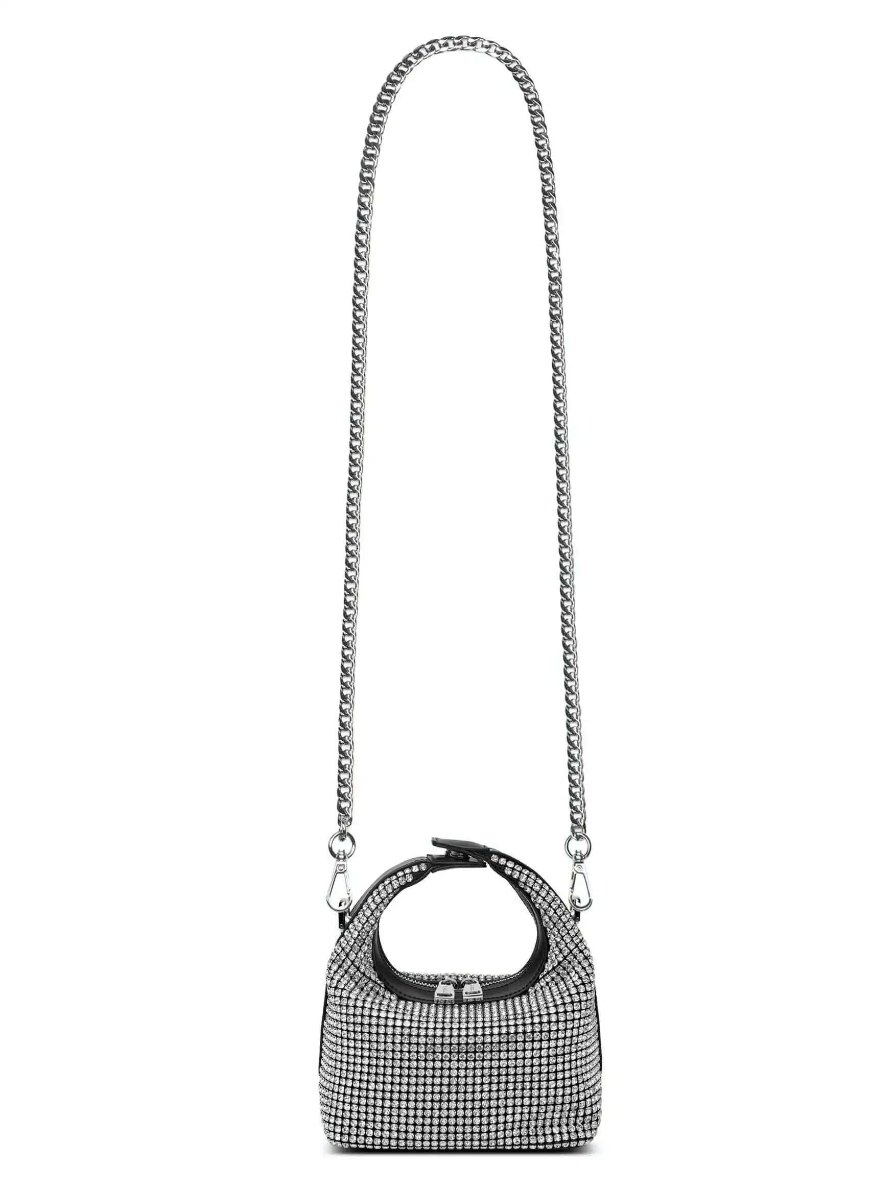 Vienna Top Handle Crossbody Bag - Silver Rhinestone