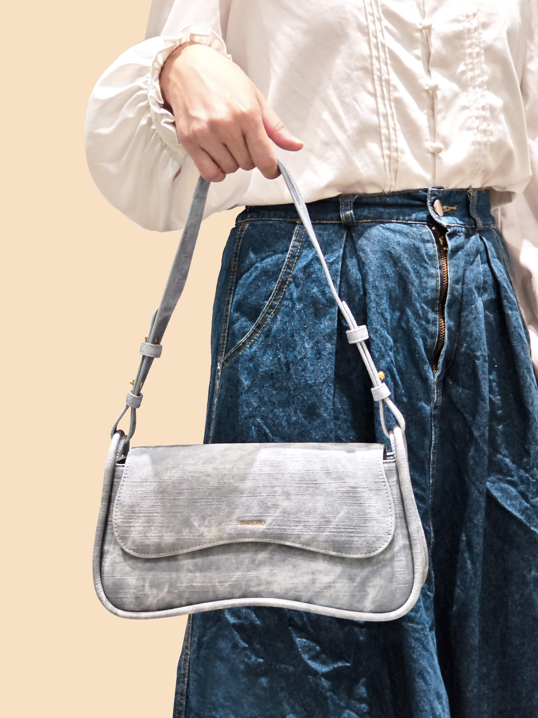 SINBONO Zoe Shoulder Bag Mist Blue - Sustainable Leather Bag