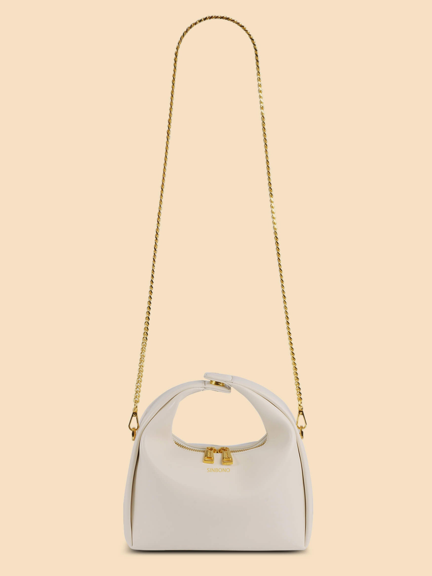 SINBONO Vienna Medium-Sized Ivory Vegan Leather Purses