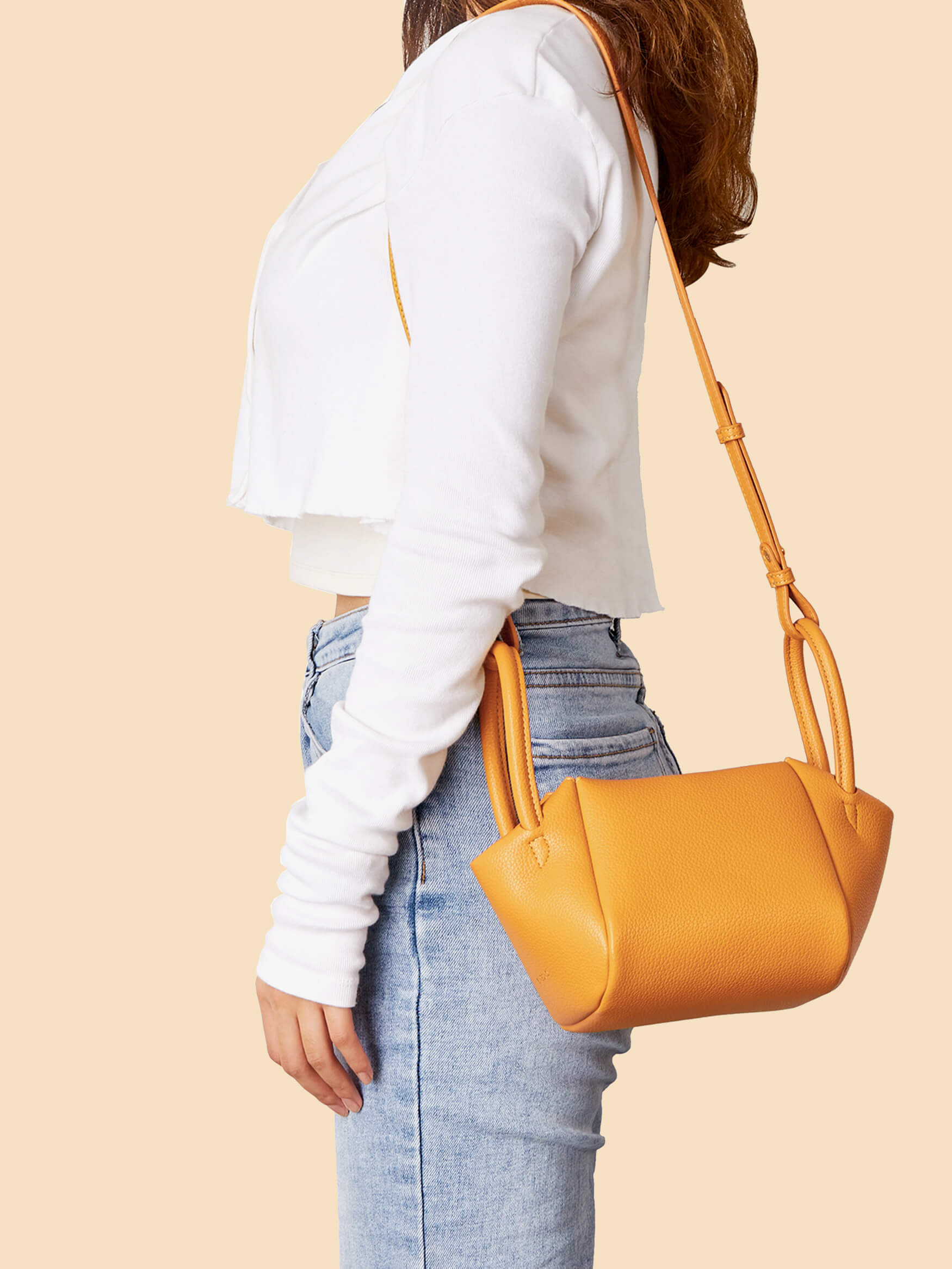 SINBONO Selena Ruched Hobo Handle Crossbody Bag Beer