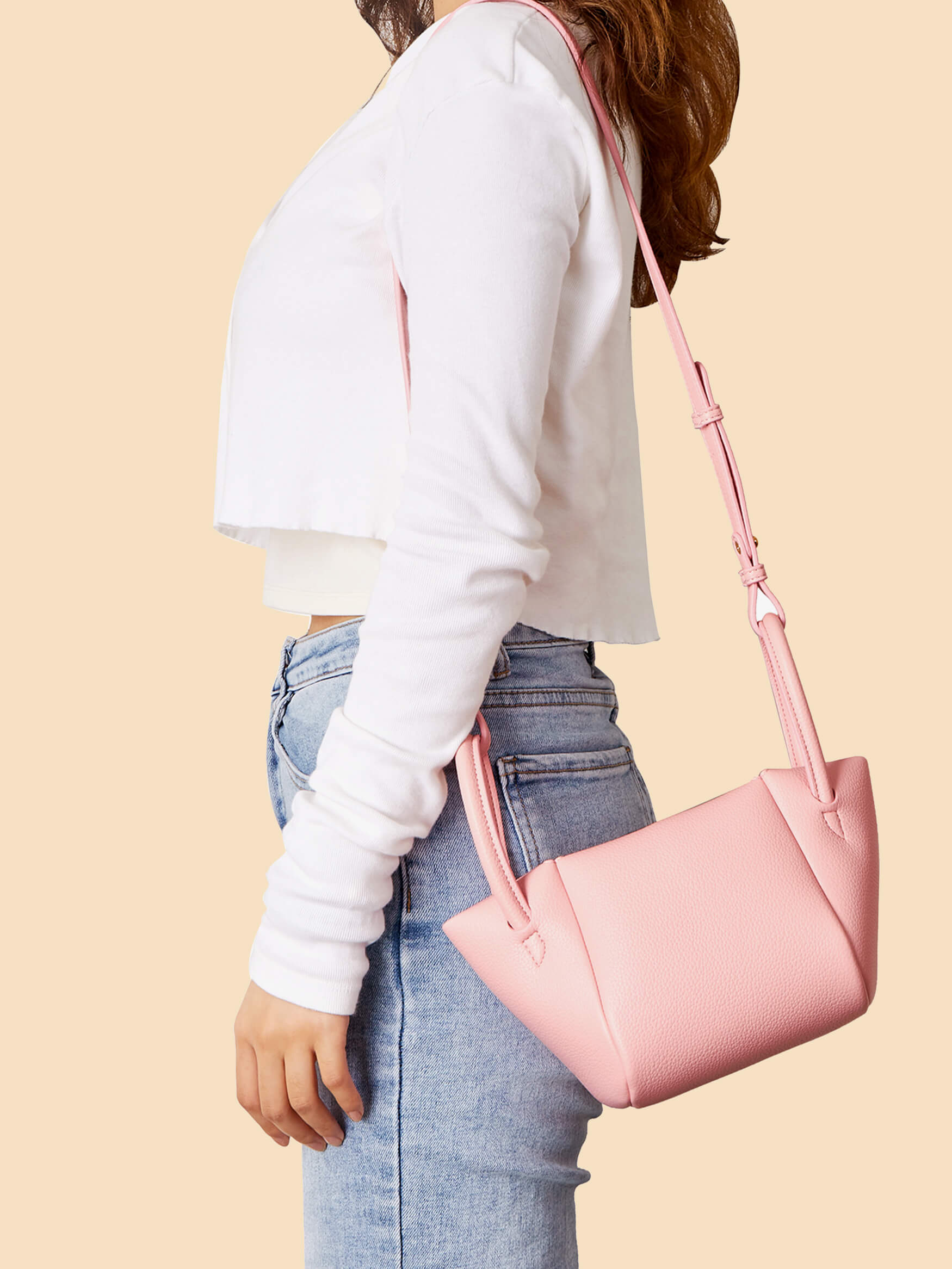 SINBONO Selena Ruched Hobo Handle Crossbody Bag Pink
