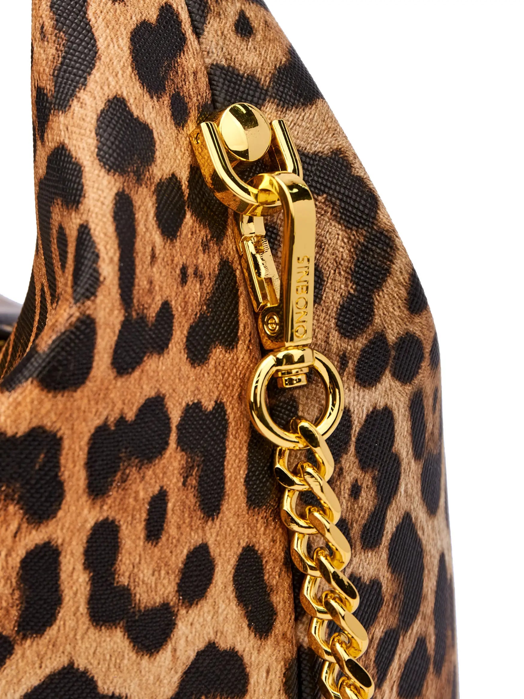 Vienna Top Handle Crossbody Bag in Brown leopard print Vegan Leather - Front View