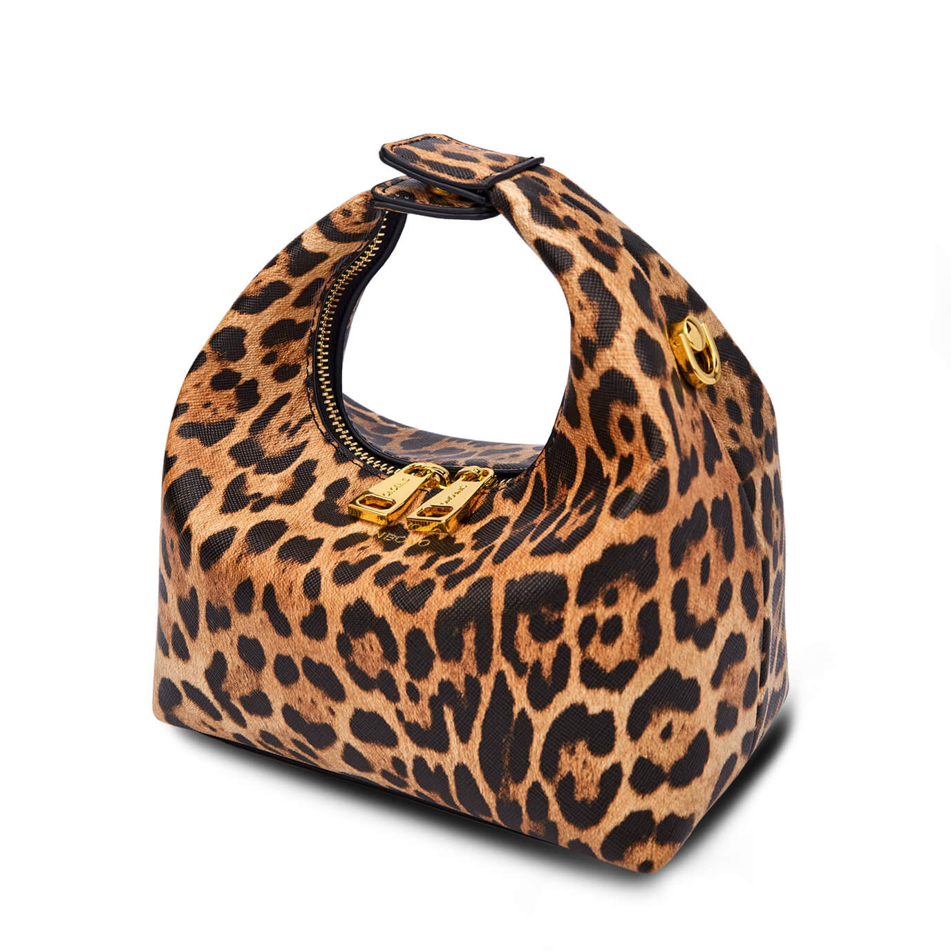 Vienna Top Handle Crossbody Bag in Brown leopard print Vegan Leather - Front View