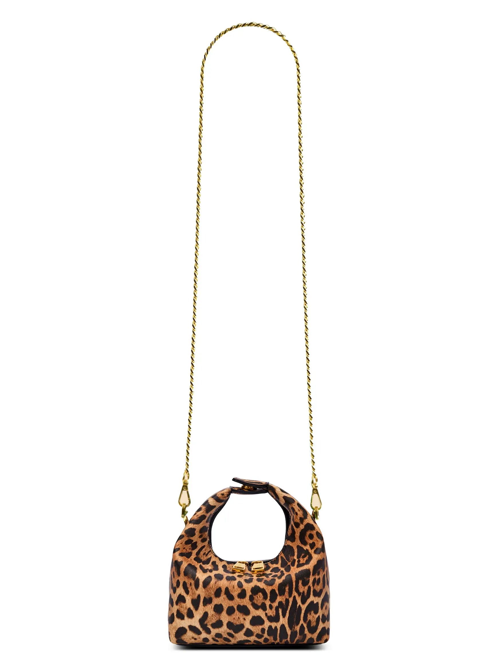 Vienna Top Handle Crossbody Bag in Brown leopard print Vegan Leather - Front View