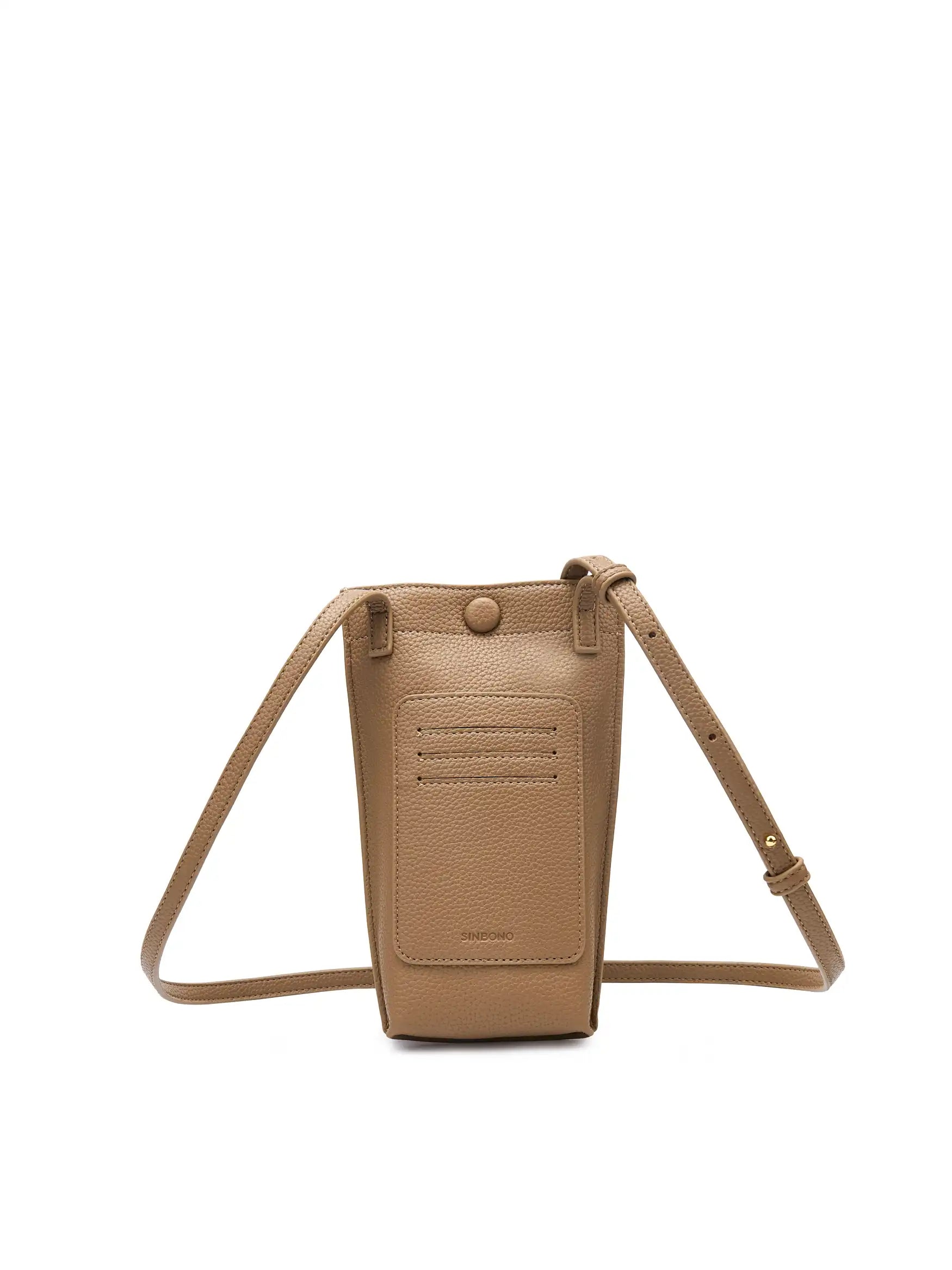 Sharla Crossbody Wallet Phone Bag in Gray Vegan Leather - Back View