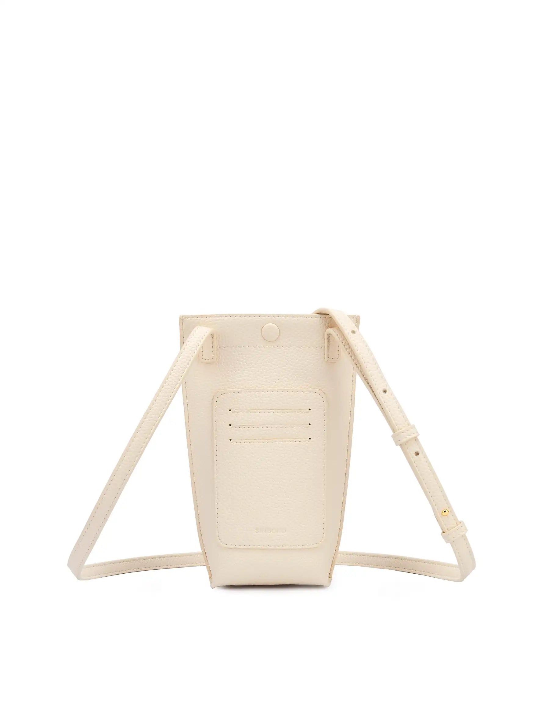 Sharla Crossbody Wallet Phone Bag in Ivory Vegan Leather - Back View