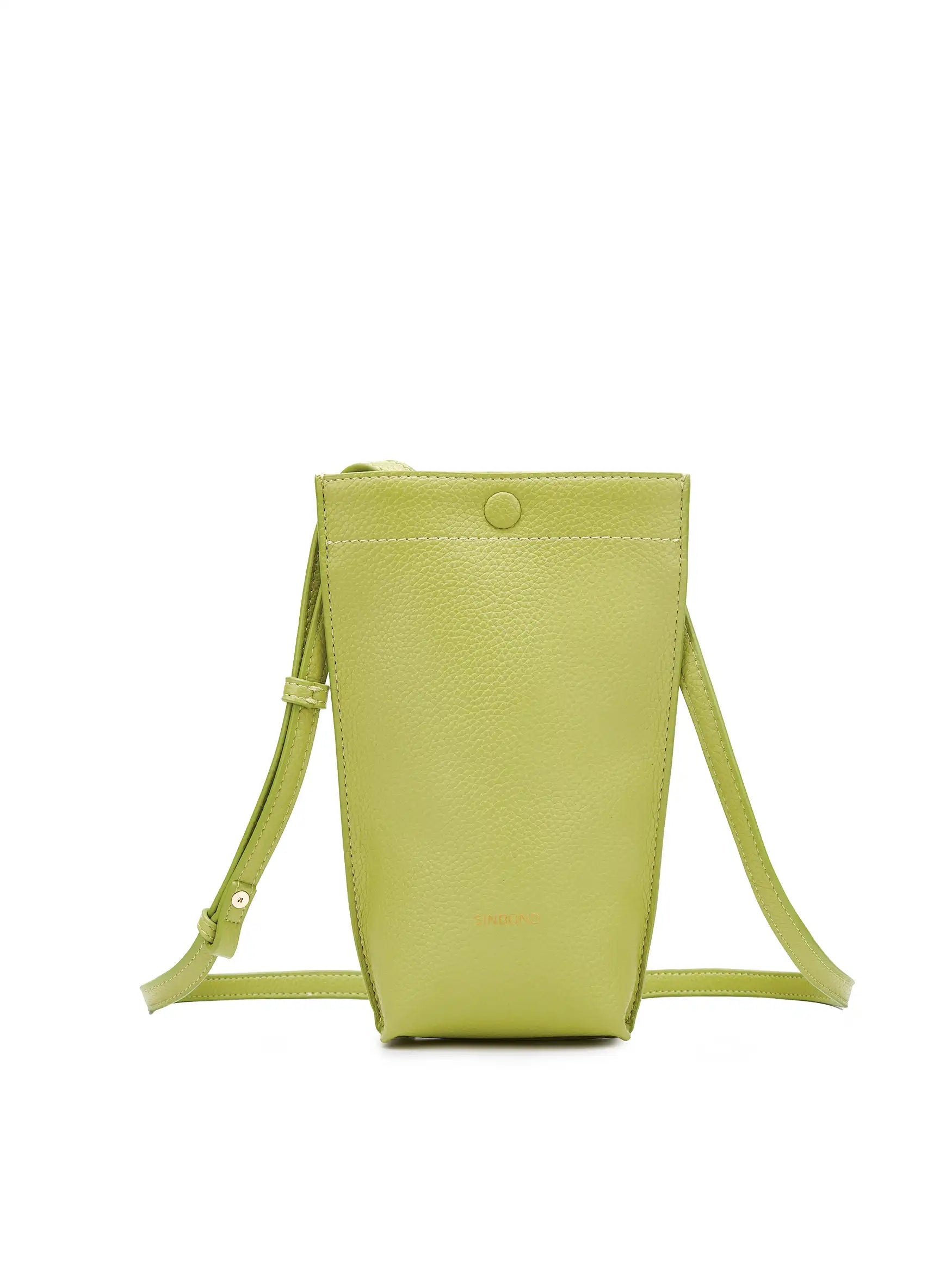Sharla Crossbody Wallet Phone Bag in Lime Green Vegan Leather - Front View