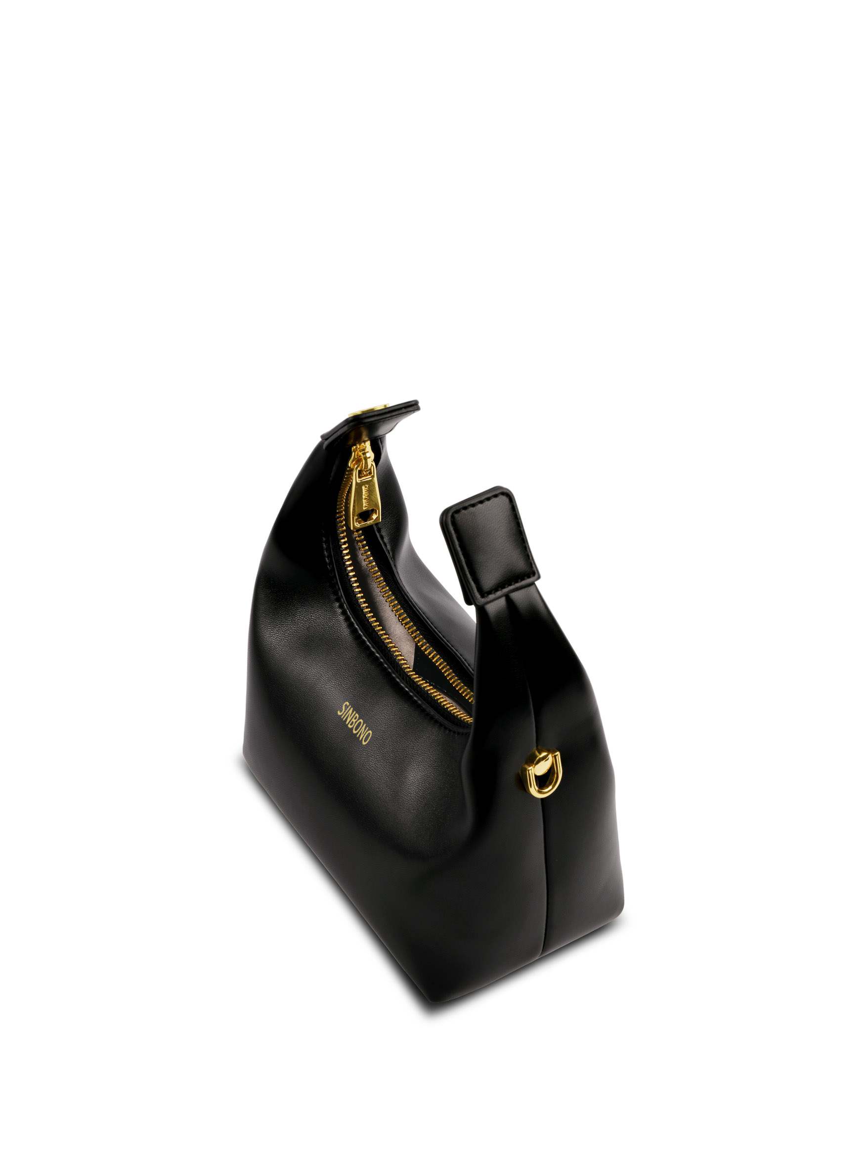 Vienna in Black Vegan Leather - Top Handle Close-Up