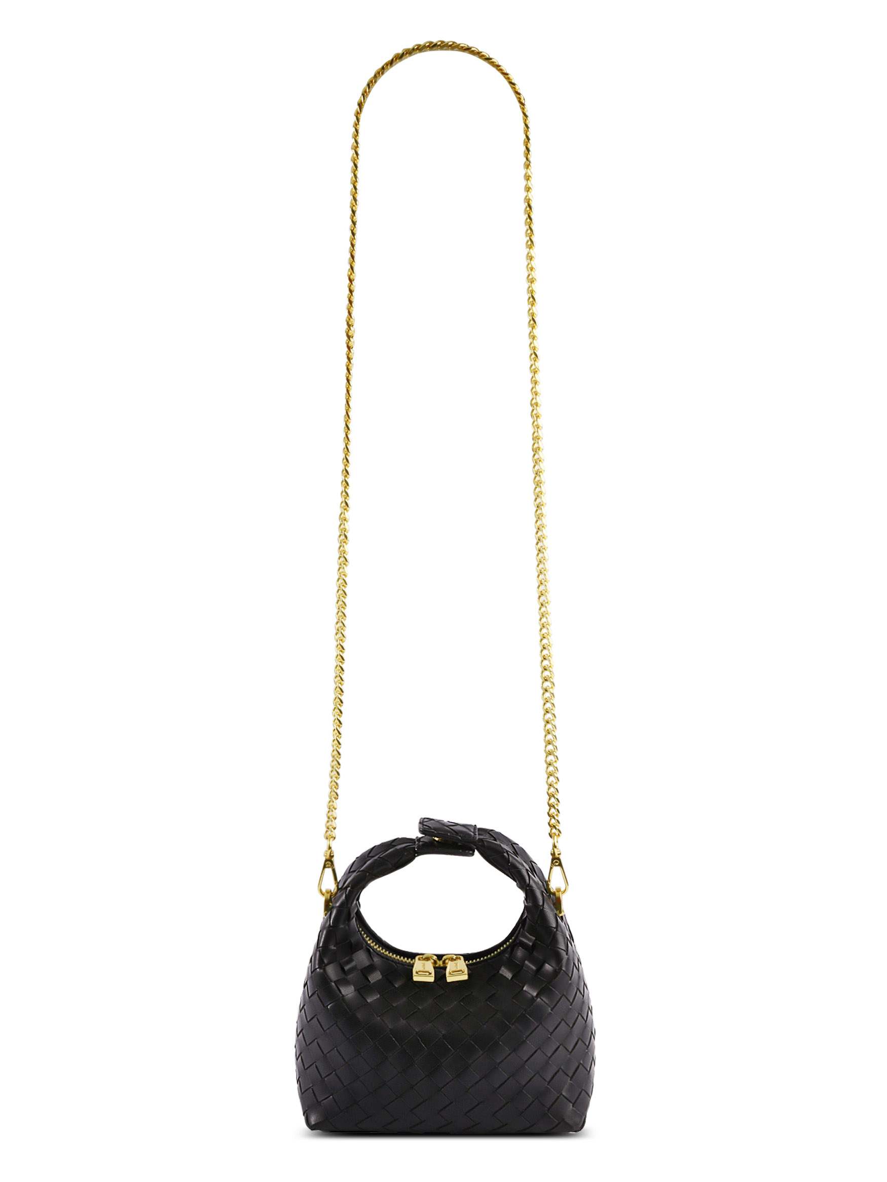 Vienna Top Handle Crossbody Bag Black Braided