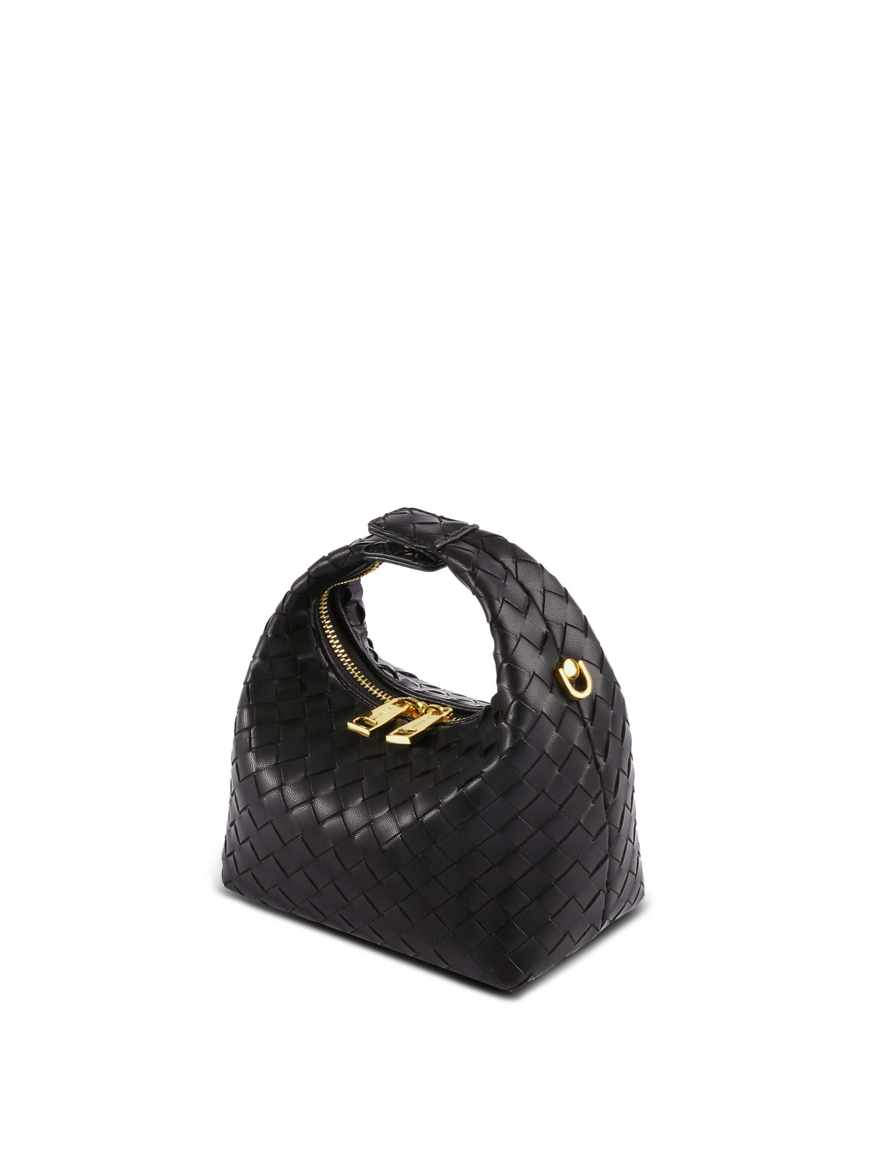 Vienna in Black Braided Vegan Leather - Side Angle