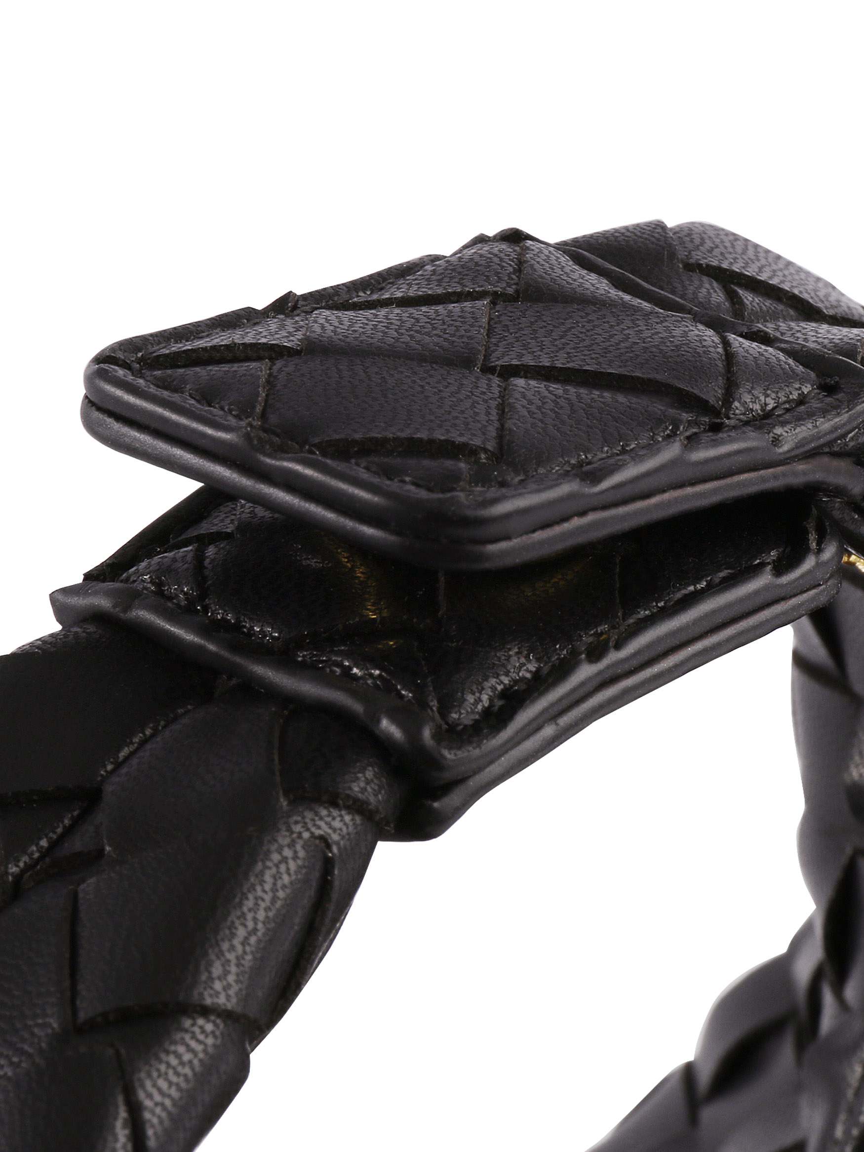 Vienna in Black Braided Vegan Leather - Top Handle Close-Up