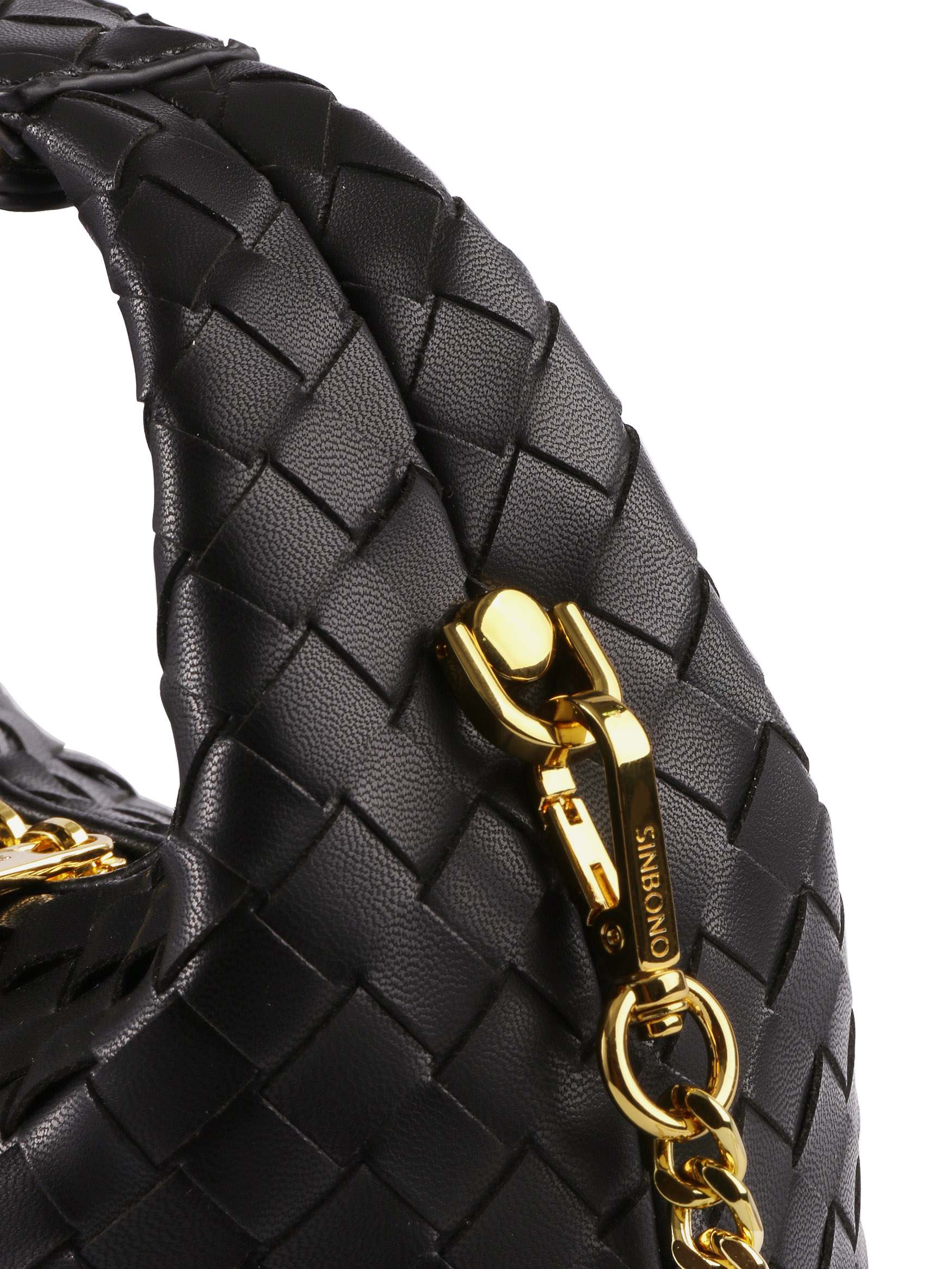 Vienna in Black Braided Vegan Leather - With chain