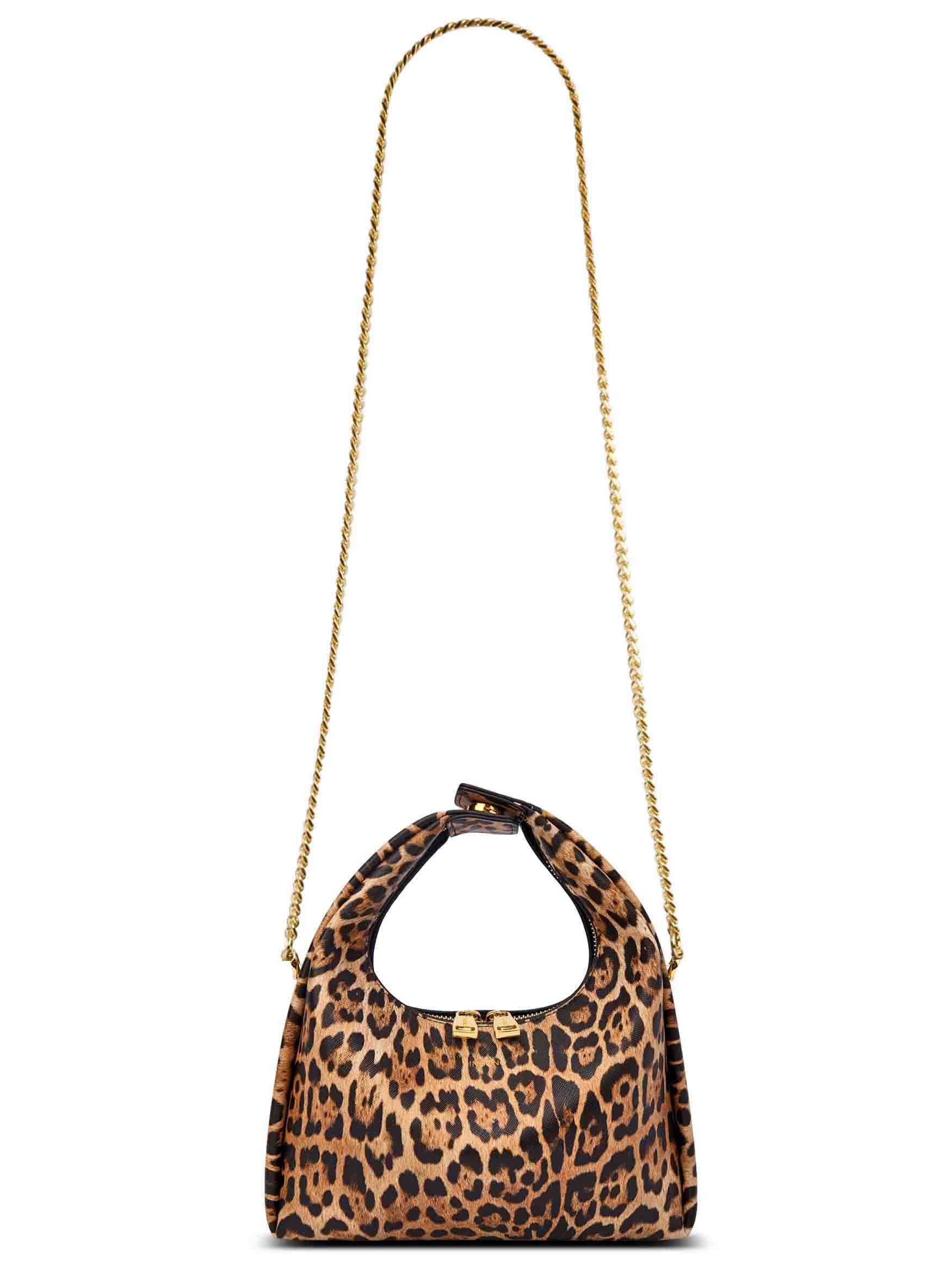 Vienna Top Handle Crossbody Bag in Brown leopard print Vegan Leather - Lifestyle Photo in