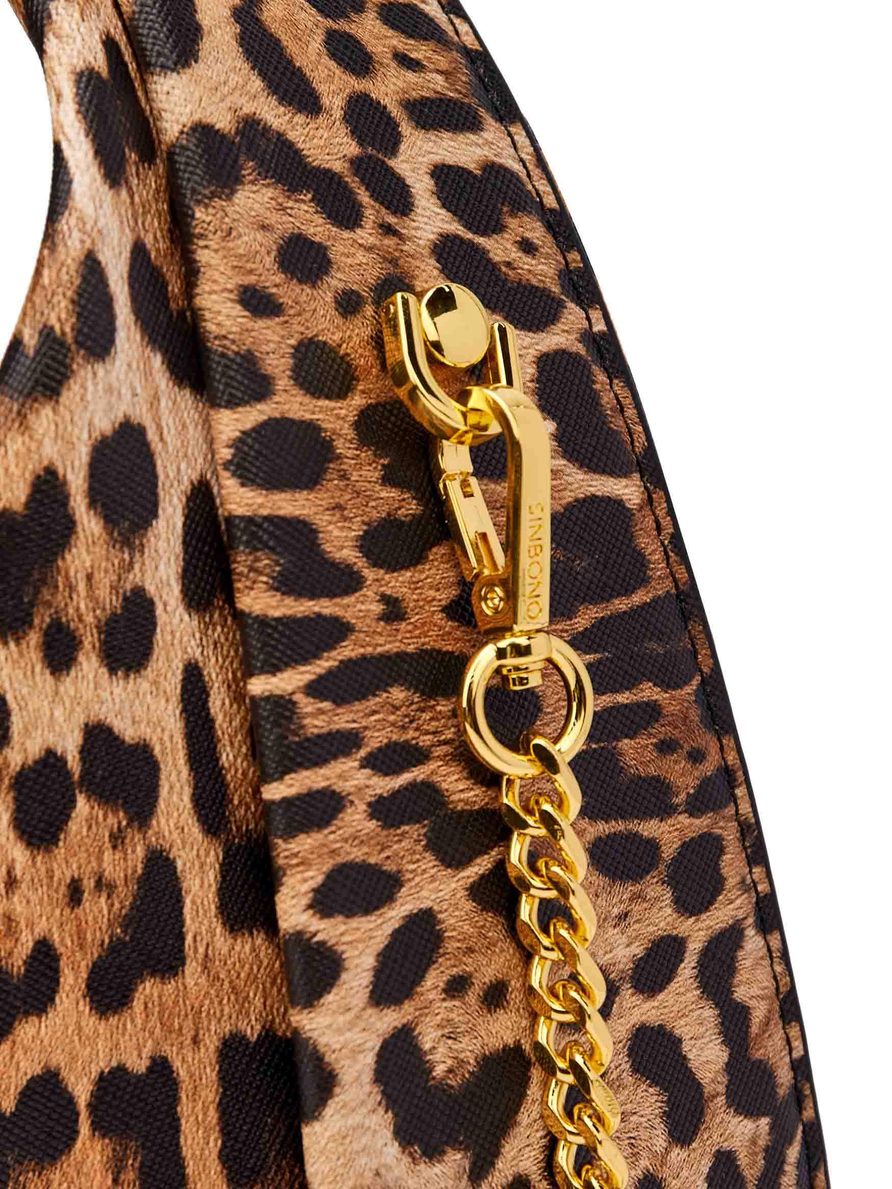 Vienna Top Handle Crossbody Bag in Brown leopard print Vegan Leather - Side Angle