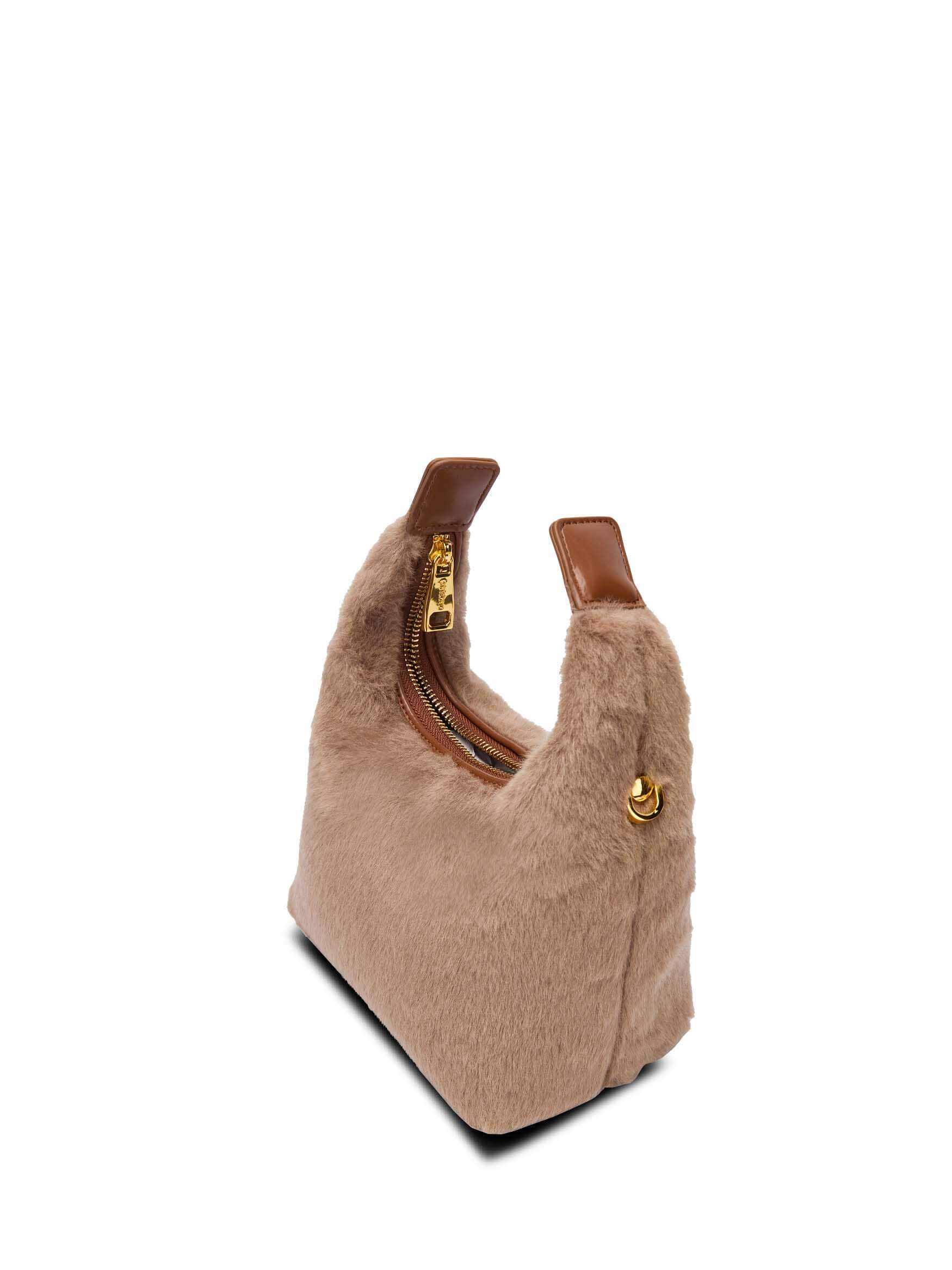 Vienna Top Handle Crossbody Bag in Elephant Gray Vegan Leather - Top Handle Close-Up