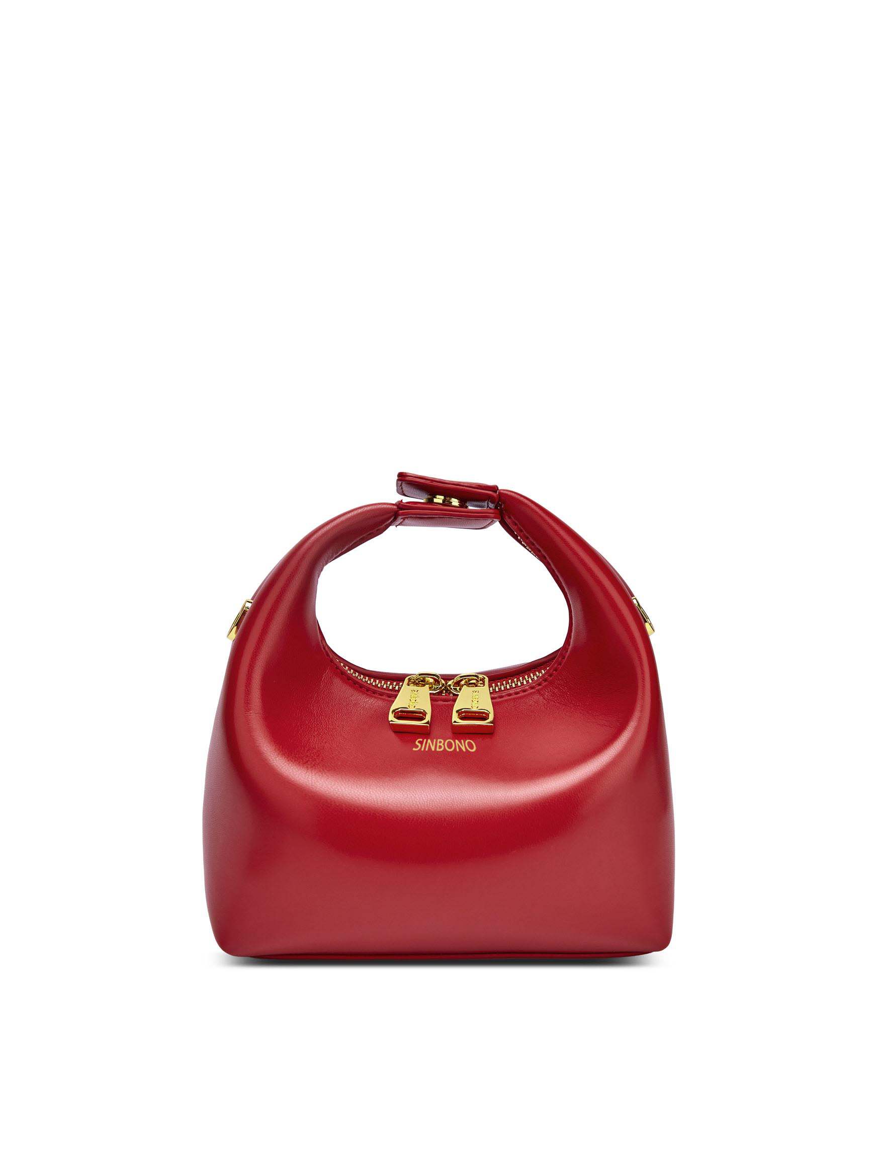 Vienna Top Handle Crossbody Bag in Red Vegan Leather - Front View