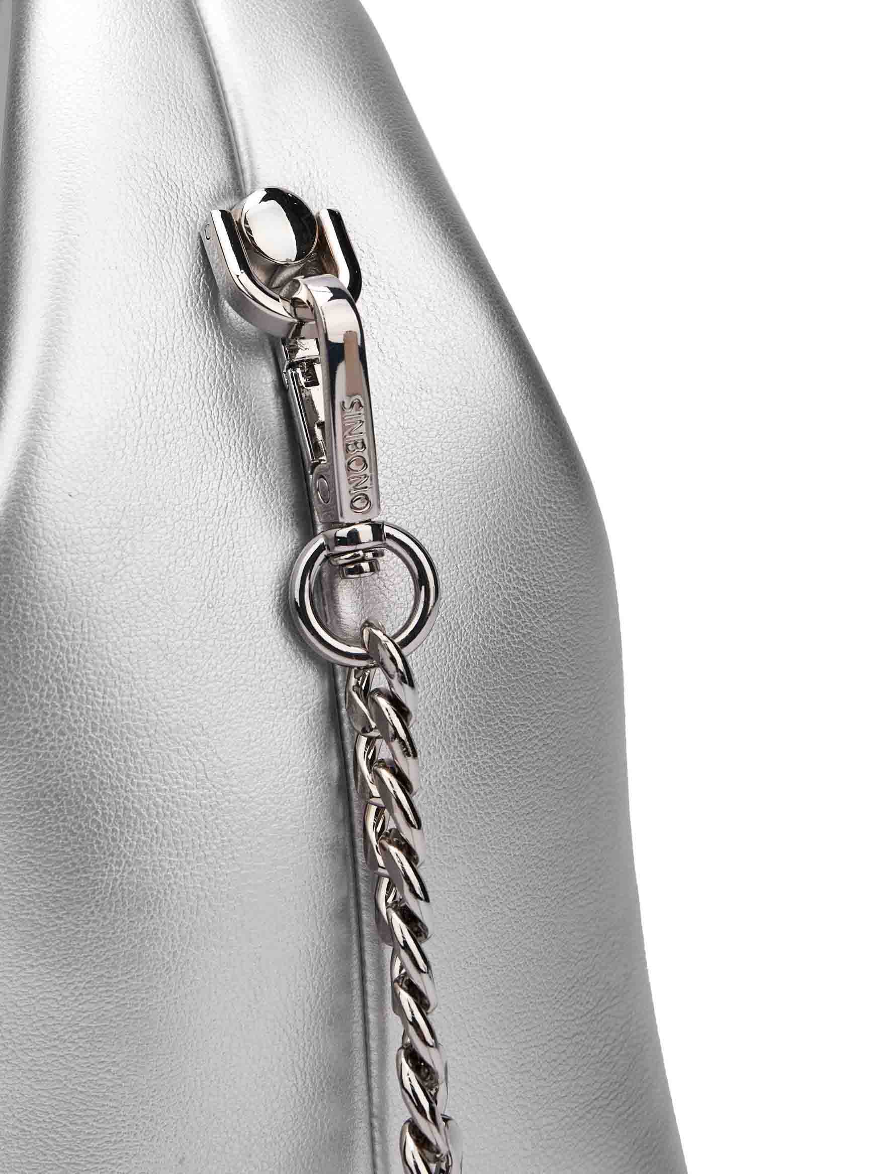 Vienna Top Handle Crossbody Bag in Silver Vegan Leather - Side Hook