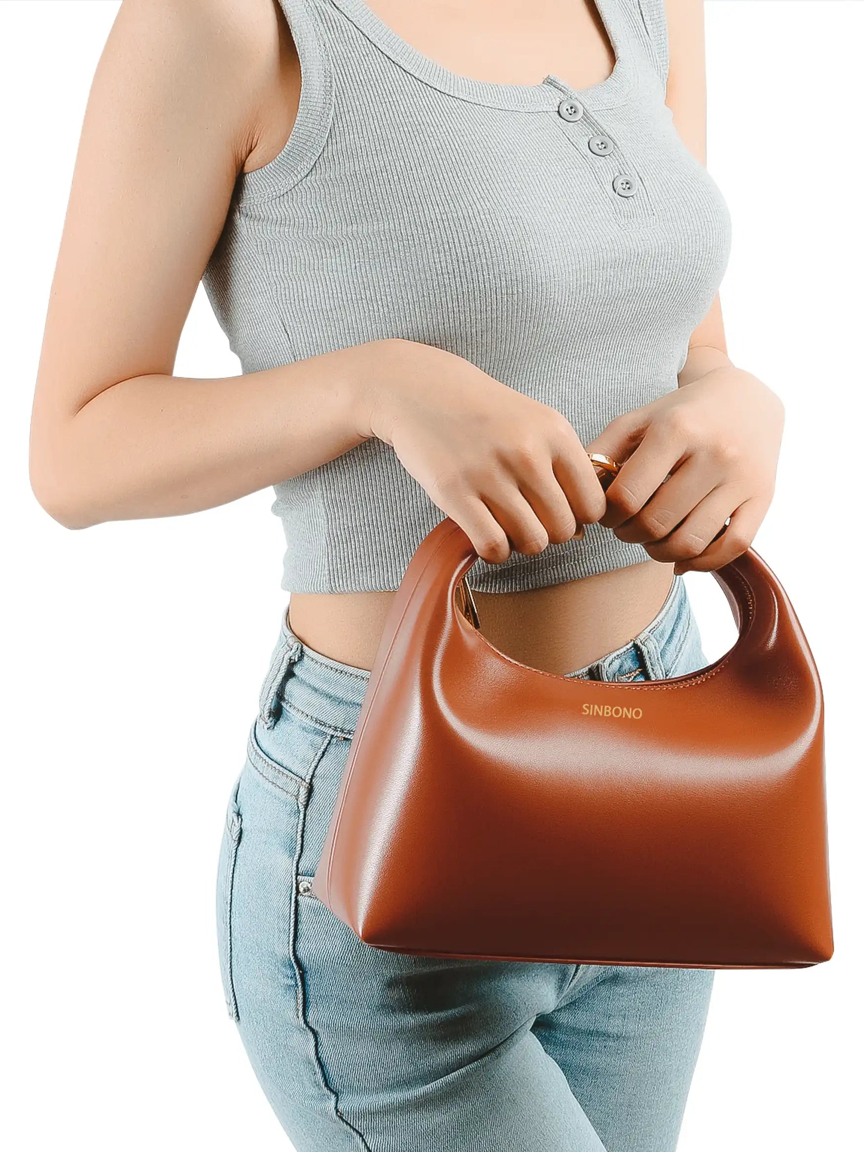 Vienna Top Handle Shoulder Bag - Brown