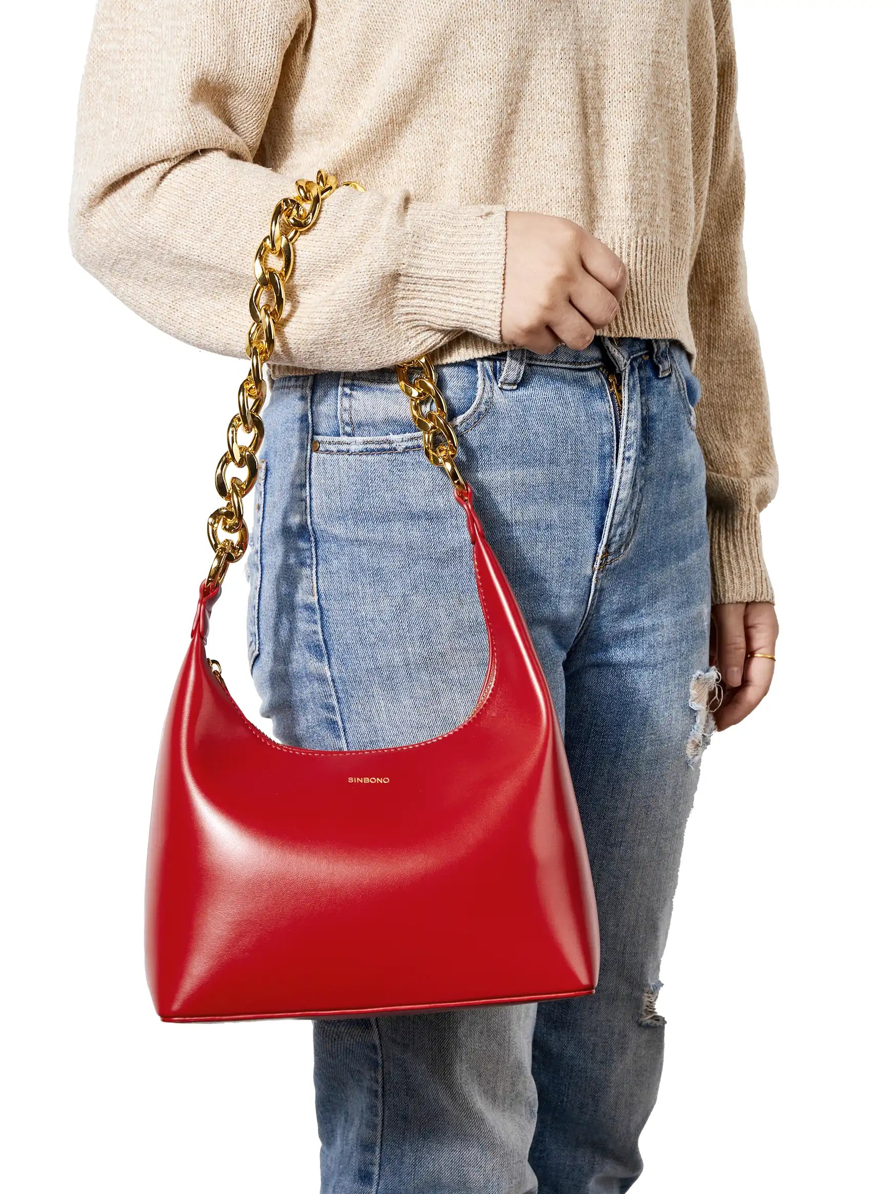 Vienna Top Handle Shoulder Bag - Red
