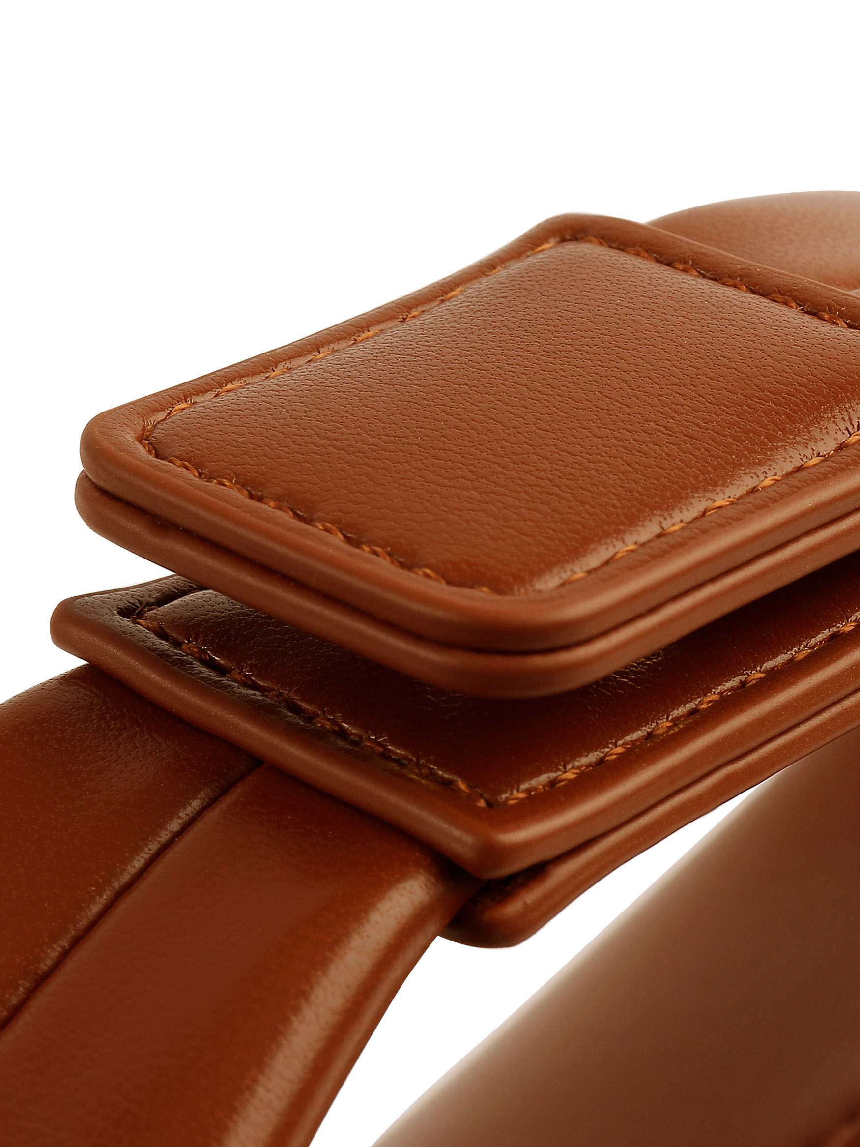 Vienna in Brown Vegan Leather - Top Handle Close-Up