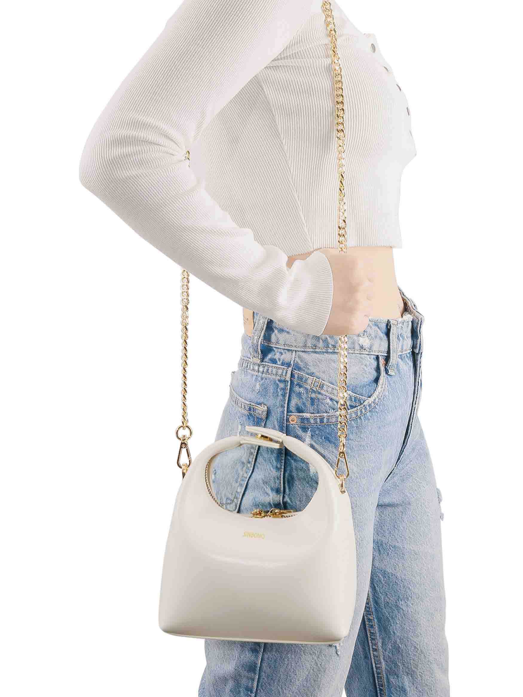 Vienna in Ivory Vegan Leather - Model Wearing on Shoulder