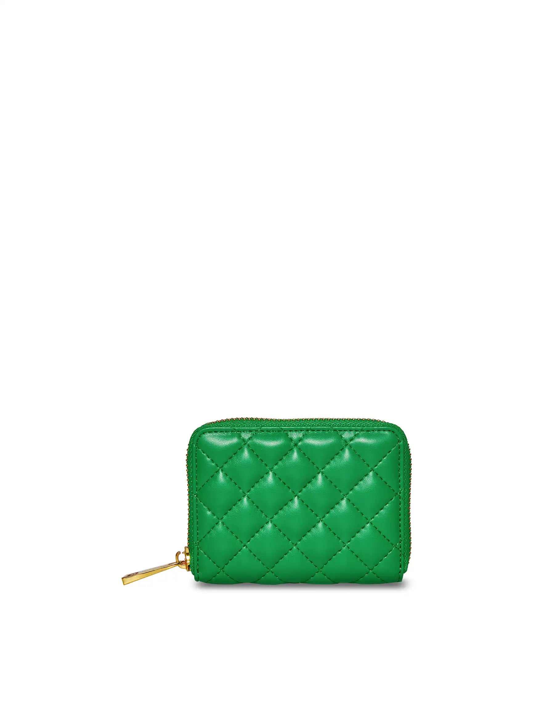 Zip Card Holder in Grass Green Vegan Leather - Back View