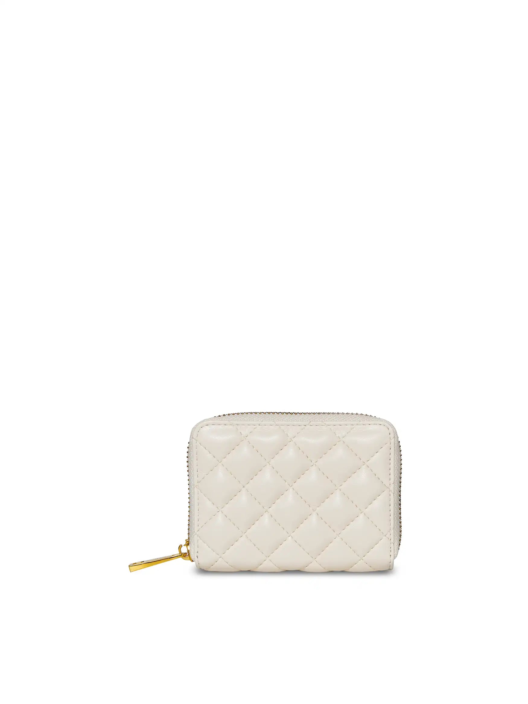 Zip Card Holder in Ivory Vegan Leather - Back View