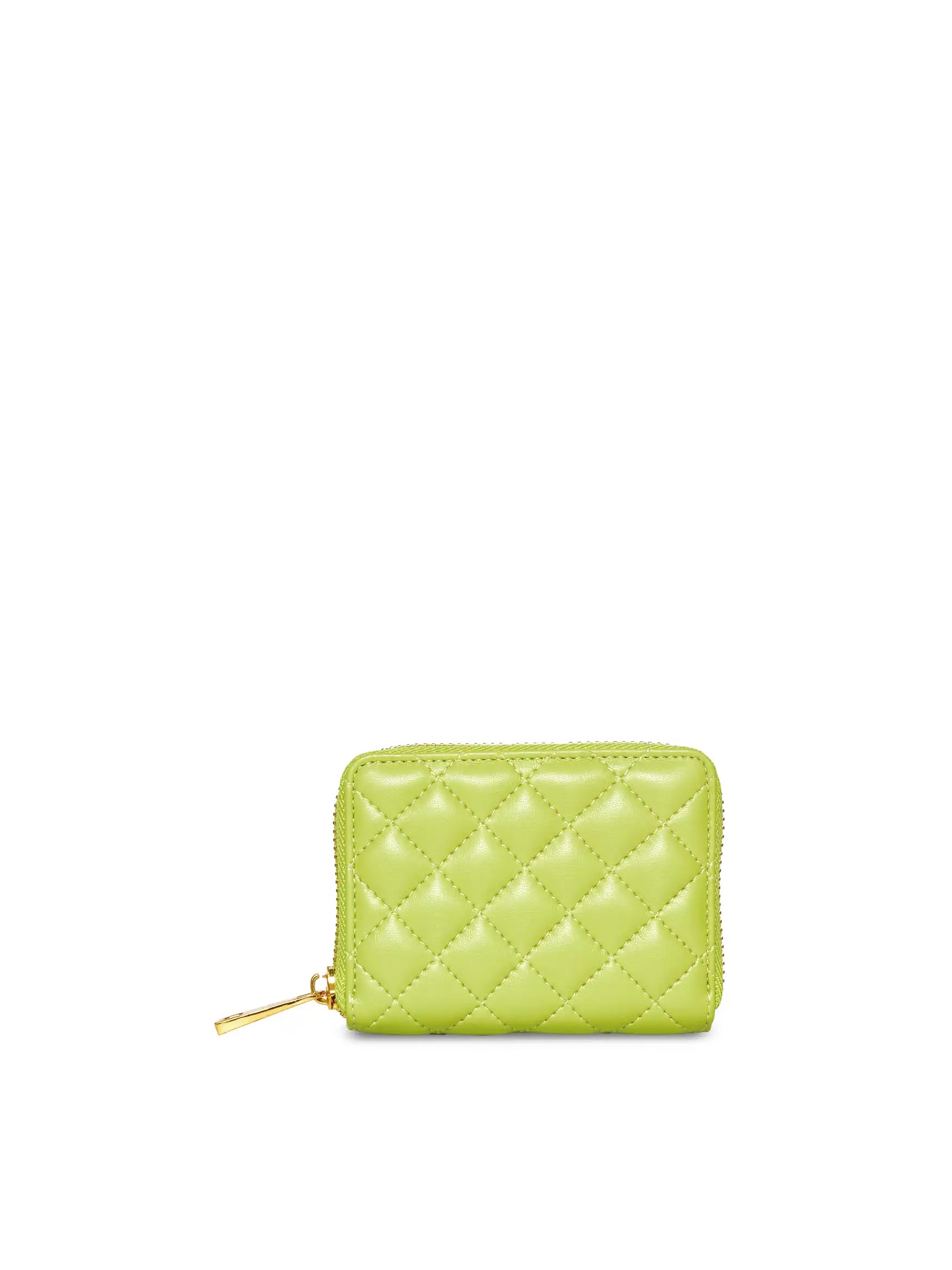 Zip Card Holder in Lime Green Vegan Leather - Back View
