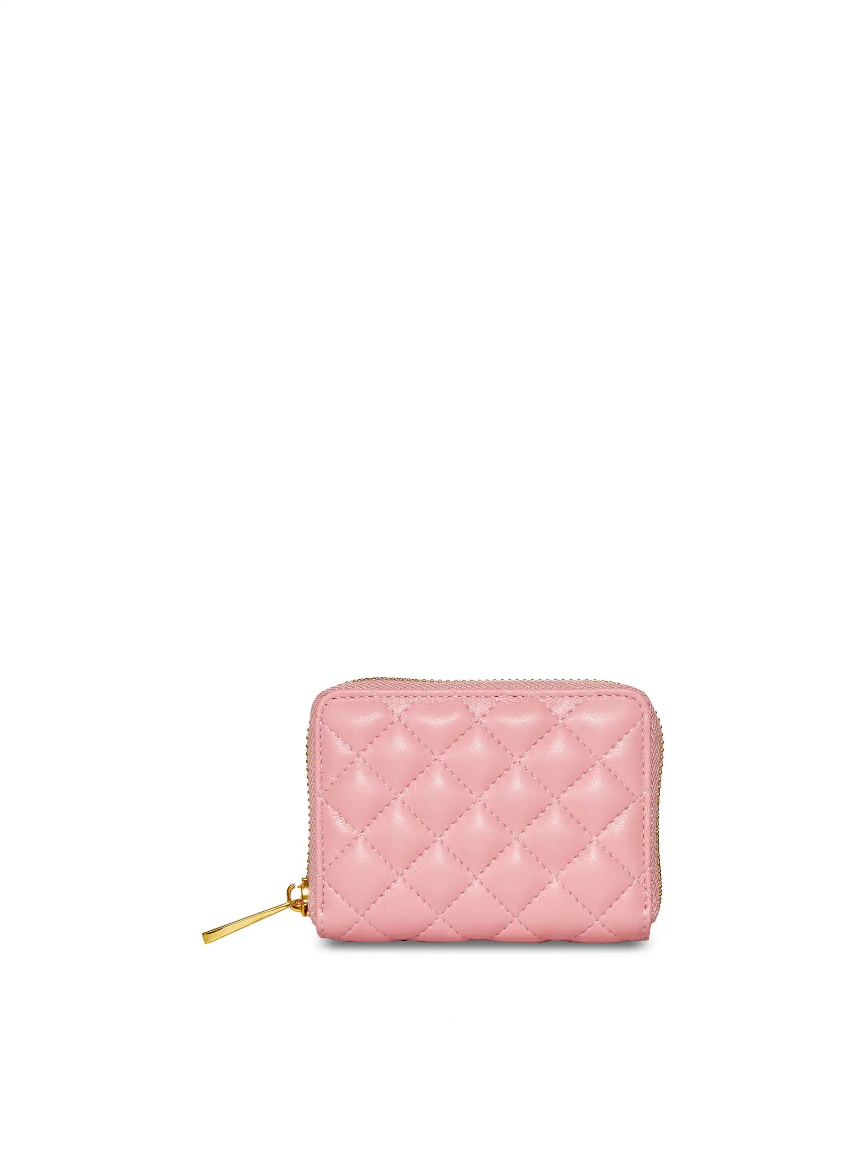 Zip Card Holder in Pink Vegan Leather - Back View