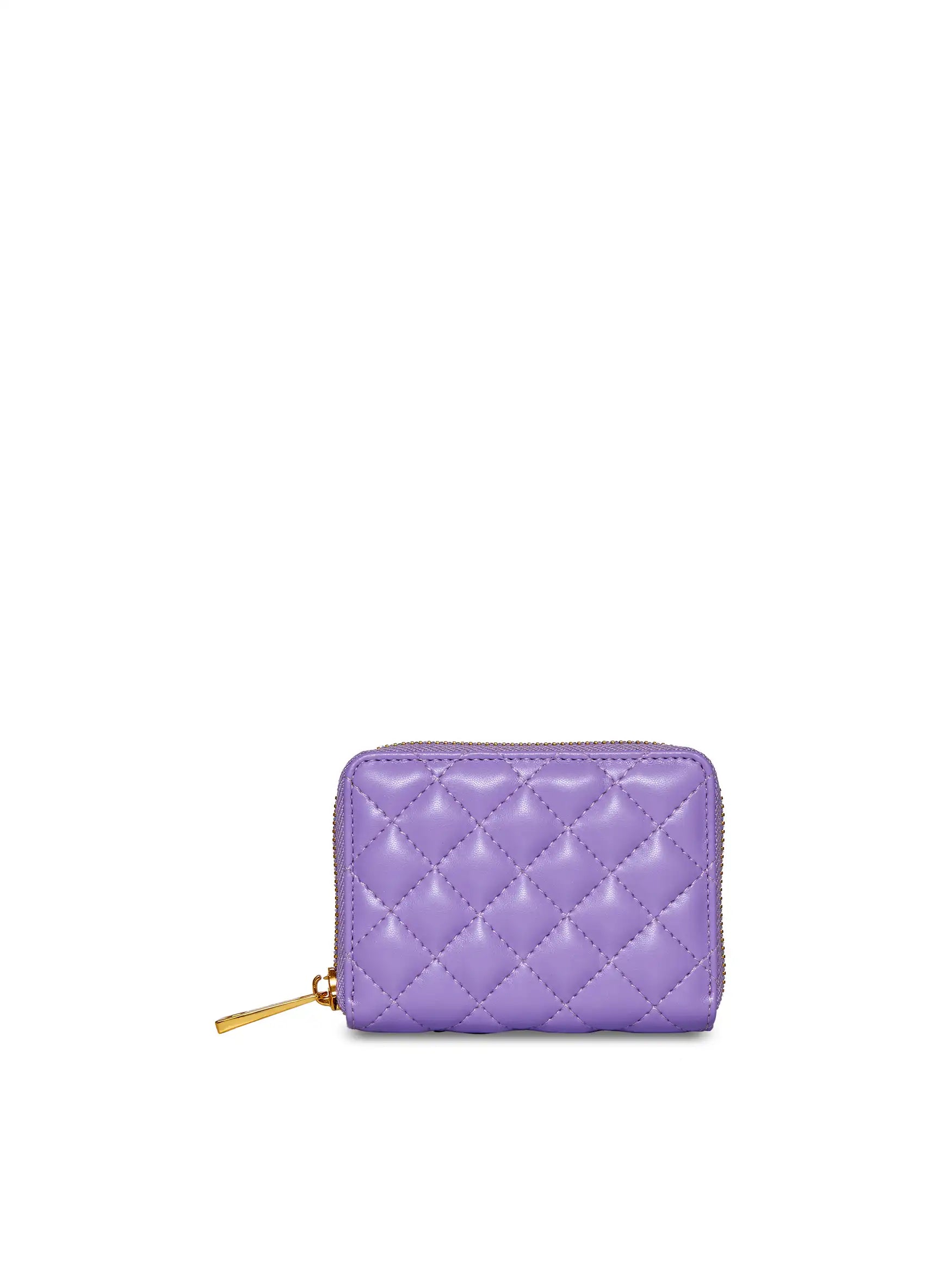 Zip Card Holder in Purple Vegan Leather - Back View