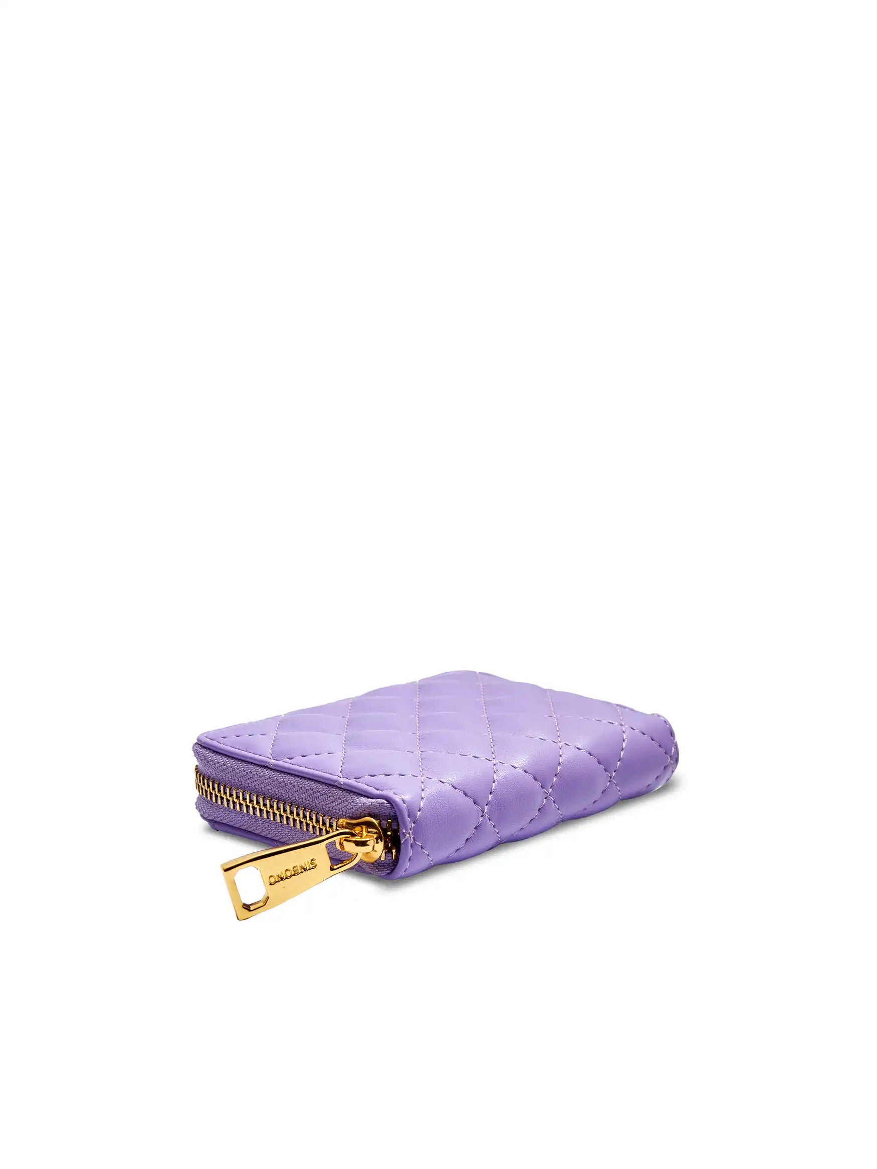 Zip Card Holder in Purple Vegan Leather - Detail