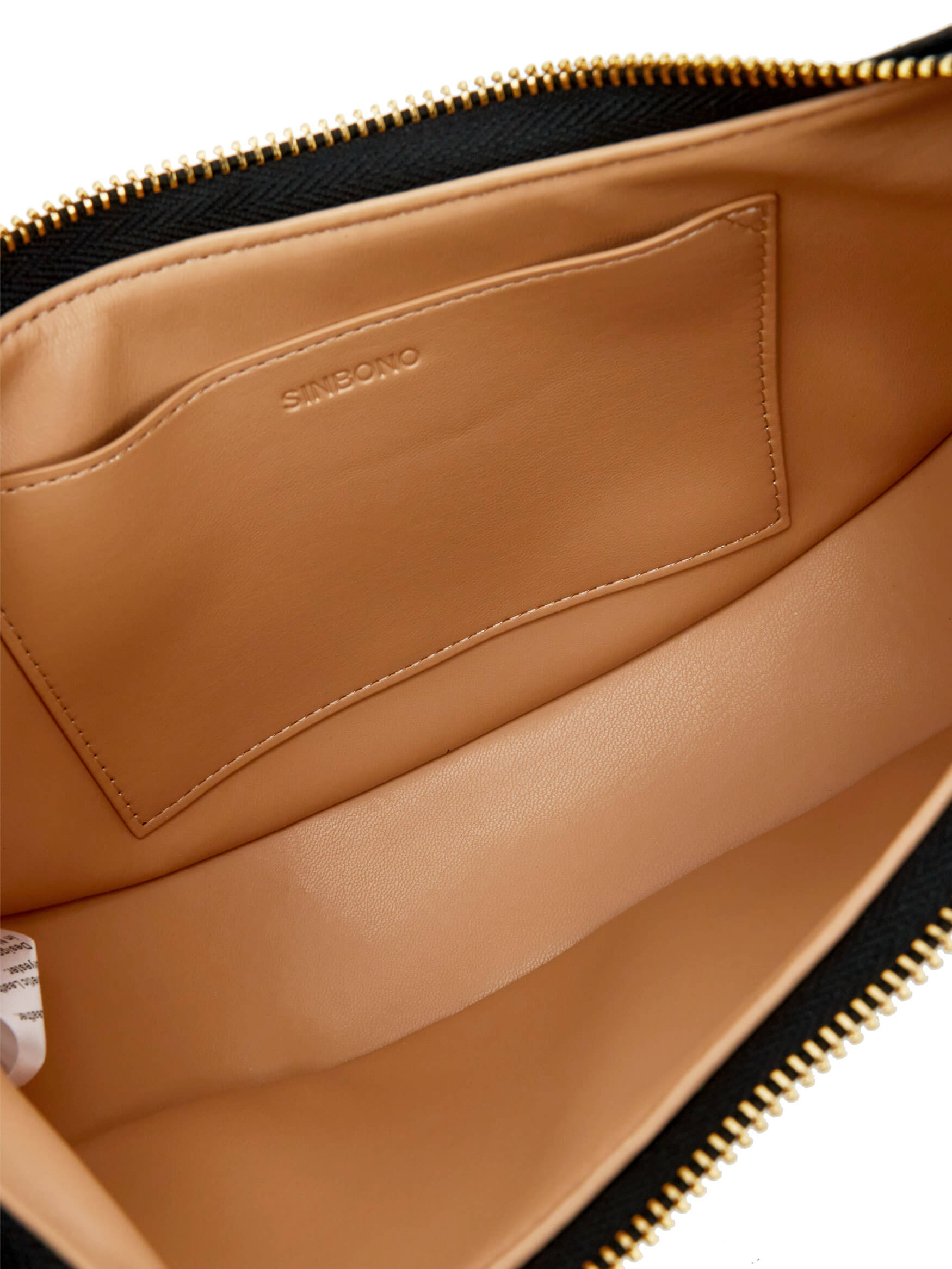 Zoey Shoulder Crossbody Bag in Dark Blue&Brown Vegan Leather - Inside View