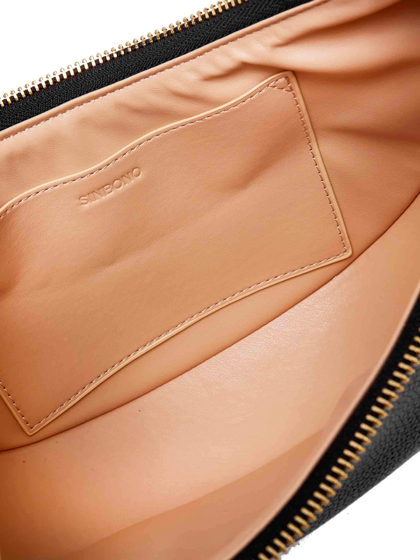 Zoey Shoulder Crossbody Bag in Black Vegan Leather - Inside View