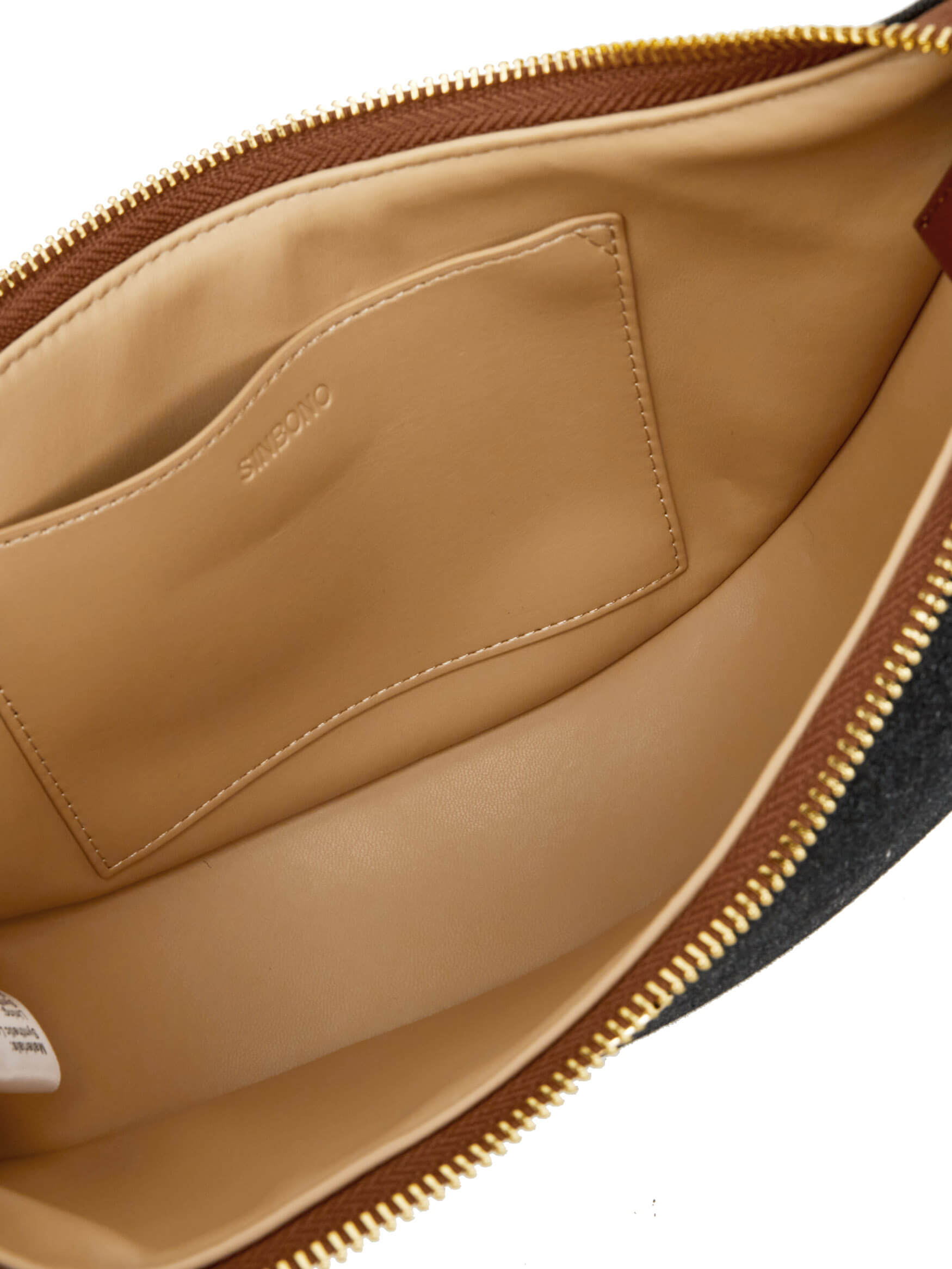 Zoey Shoulder Crossbody Bag in Black&Brown Denim texture Leather - Inside View