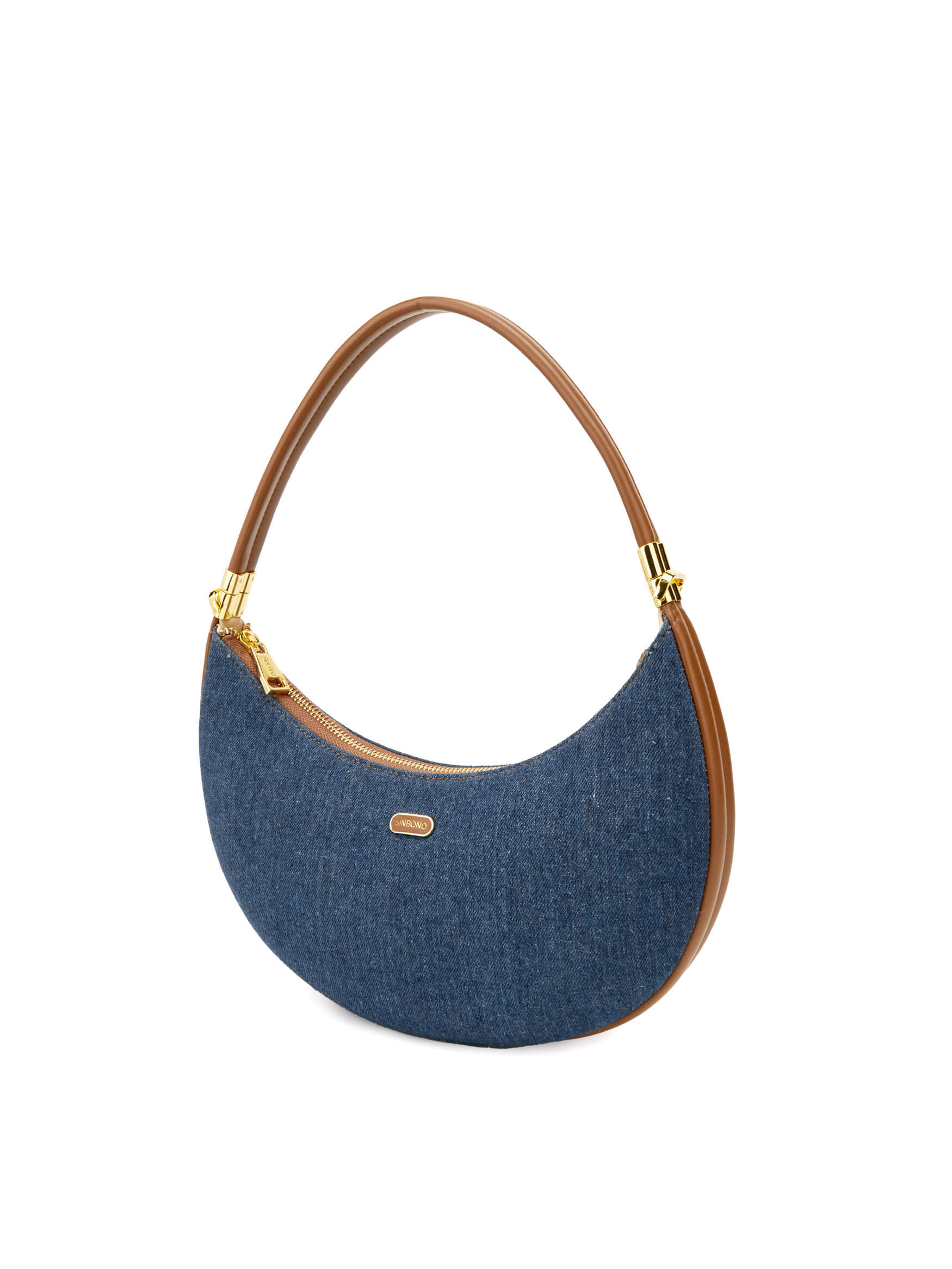 Zoey Shoulder Crossbody Bag - Dark Blue&Brown